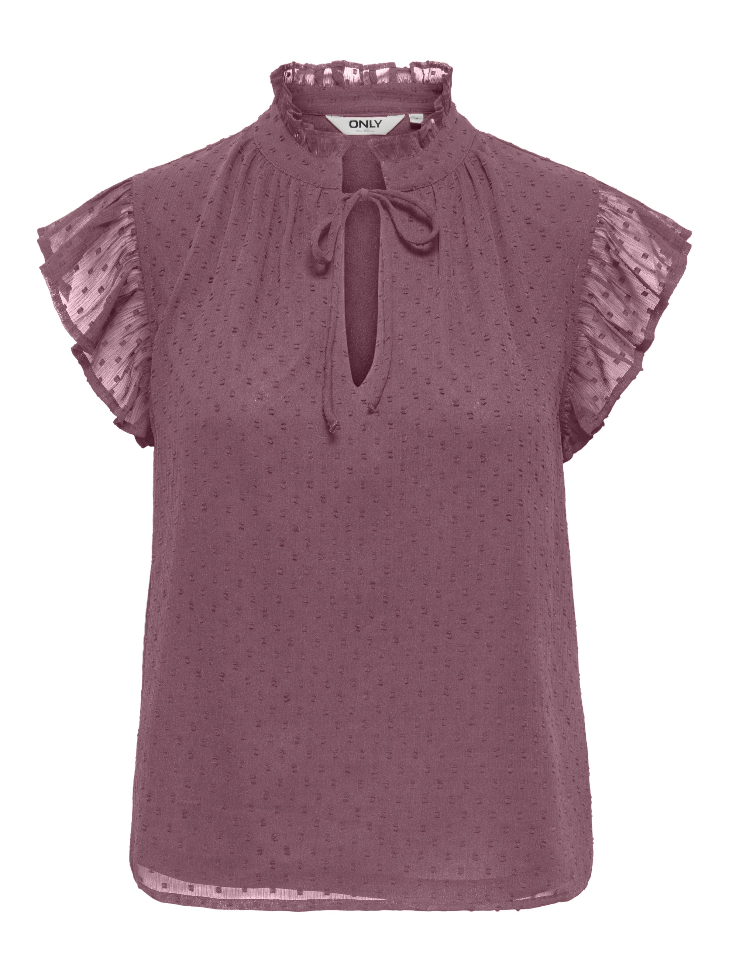 ONLY Spitzenbluse "ONLLANDAU DOBBY FRILL V-NECK TOP WVN" Kunstfaser günstig online kaufen