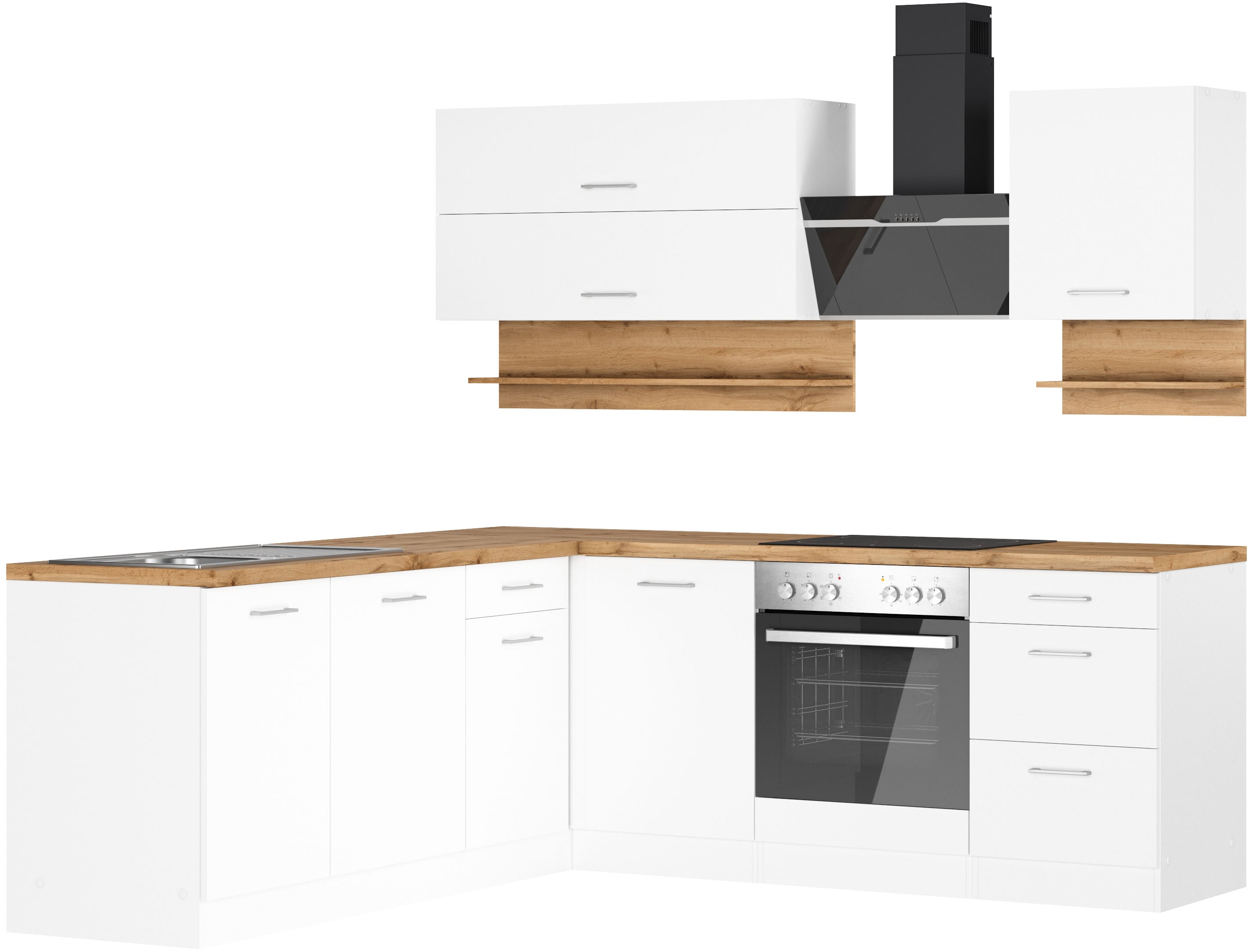 KOCHSTATION Winkelküche "KS-Milan" Stellbreite 220/220 cm, viel Stauraum, wahlweise mit E-Geräten
