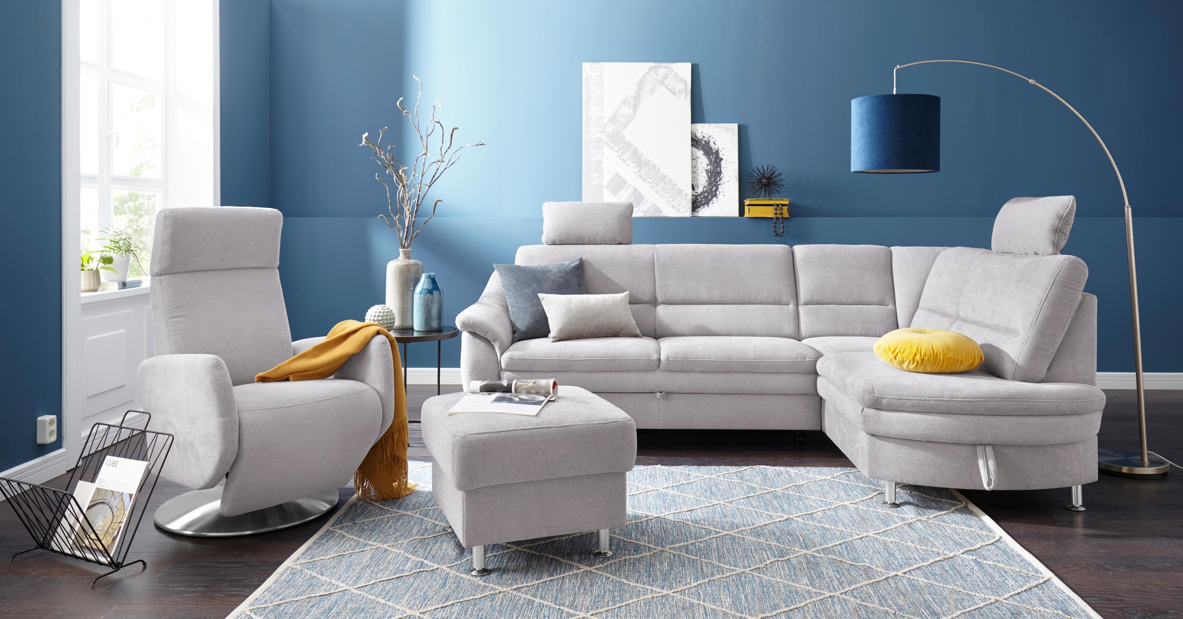 sit&more Ecksofa »Cardoso L-Form«, mit Federkern, wahlweise mit Bettfunktion und Schubkasten