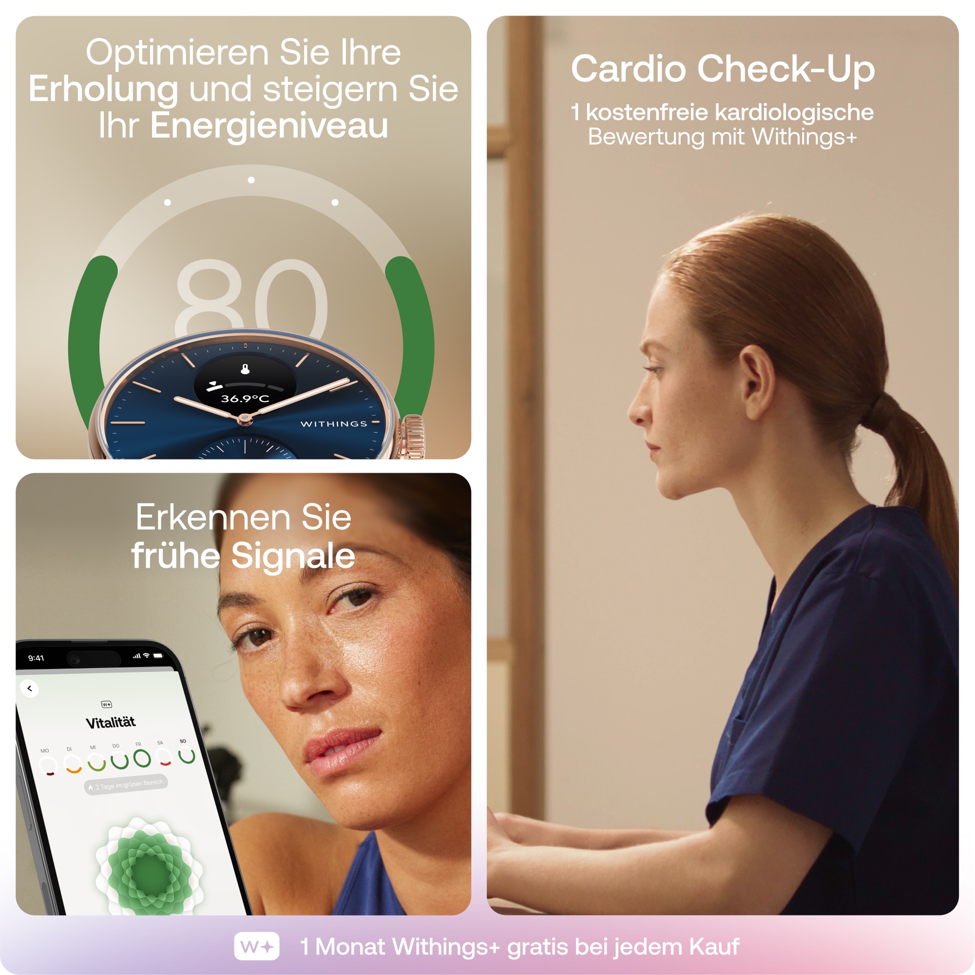 Withings Smartwatch »ScanWatch 2 38mm Rose Gold Blue« ( )