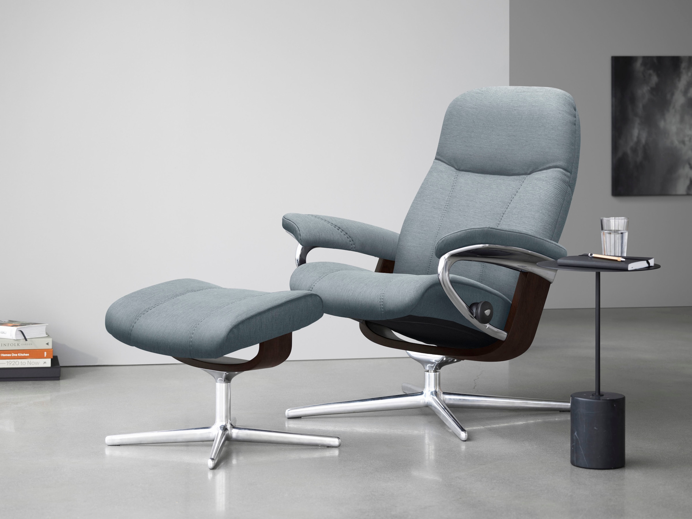 Stressless Fußhocker "Consul", mit Cross Base, Größe S, M & L, Holzakzent Braun