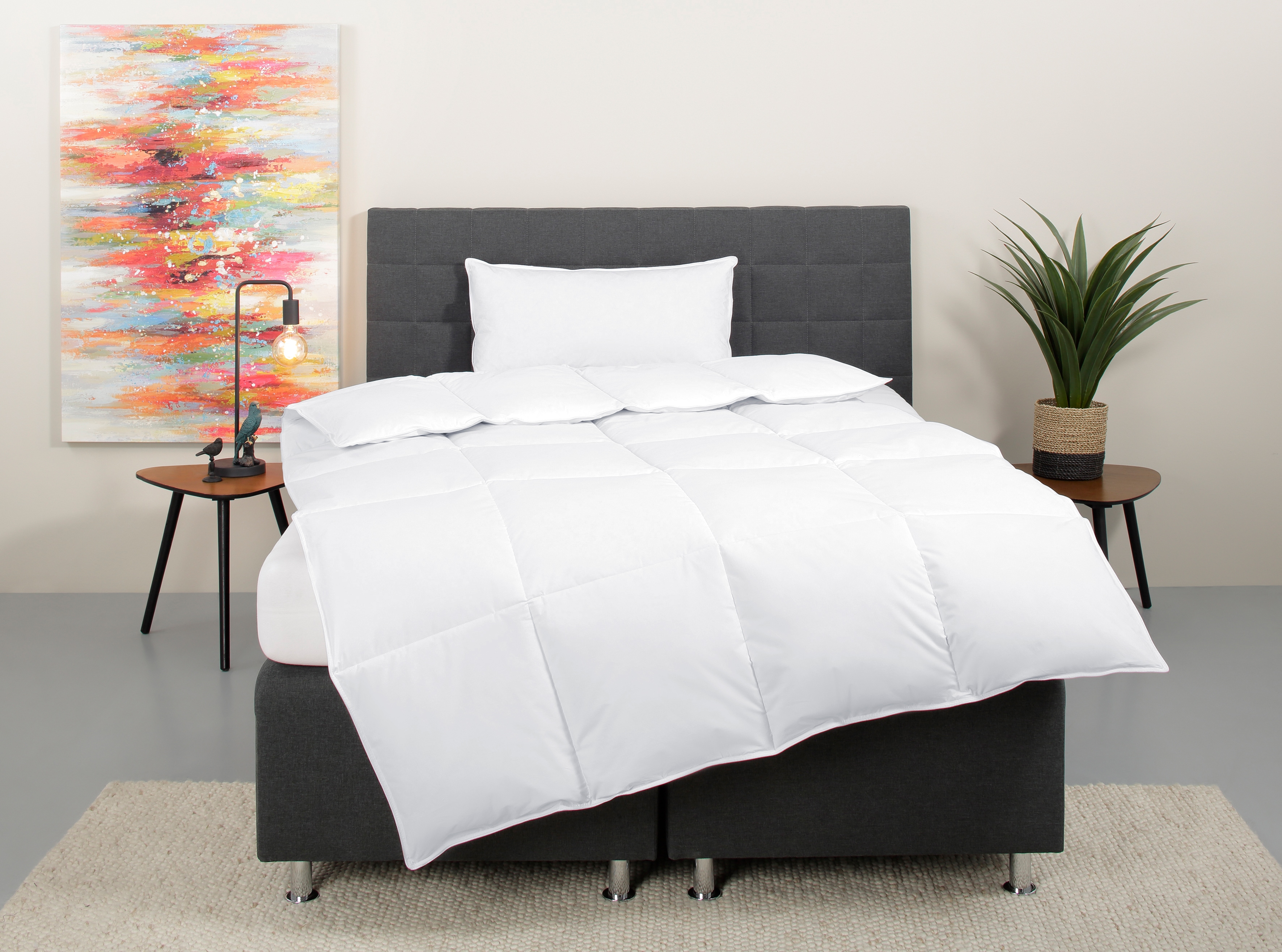 OTTO home Daunenbettdecke + Kopfkissen "Cyra Set, Bettdecke 135x200 & 155x220 cm mit Kissen 80x80 cm" Set, wo besonders auf artgerechte Haltung der Tiere geachtet wird