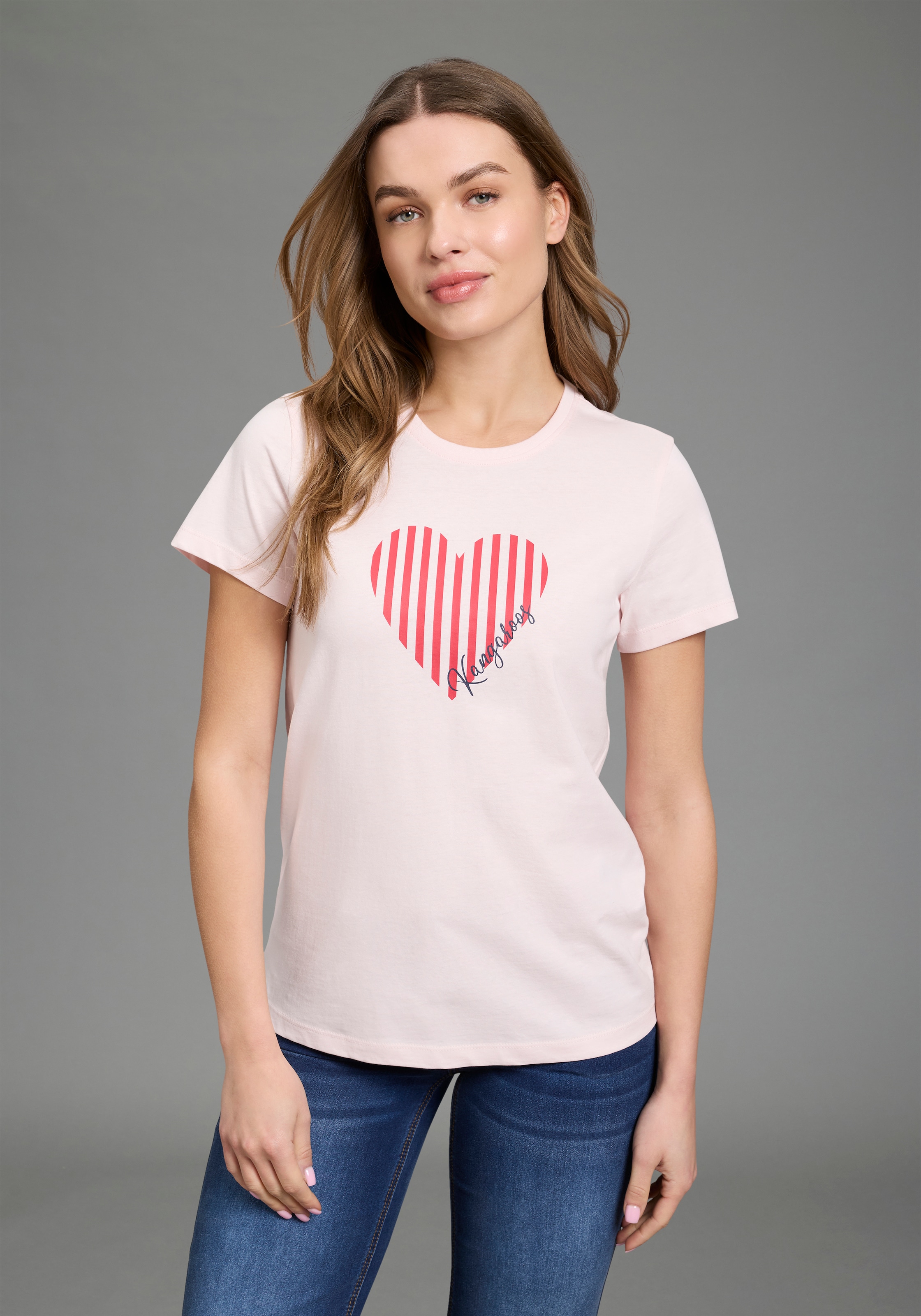 KangaROOS T-Shirt schmale Passform, Kurzarm, Rundhalsausschnitt, aus Single günstig online kaufen