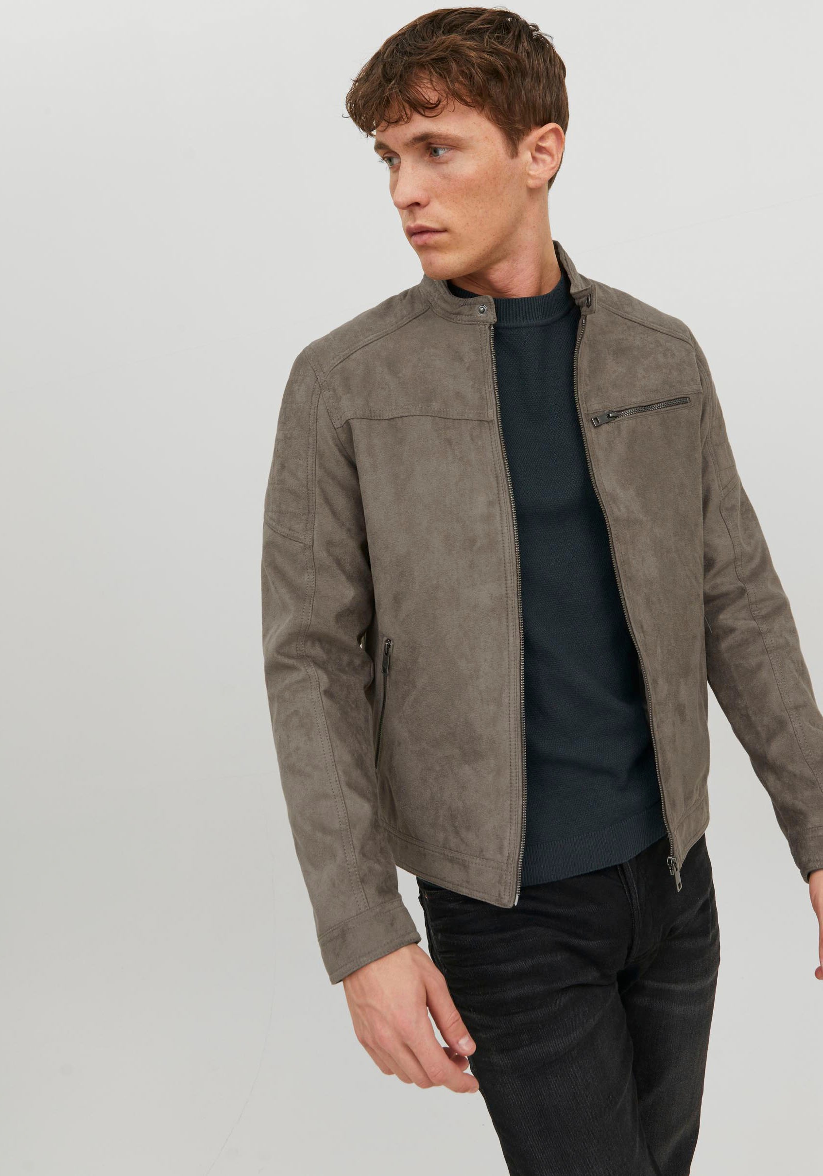 Jack & Jones Lederimitatjacke "JJEROCKY in Kunstlederoptik mit Reißverschlu günstig online kaufen