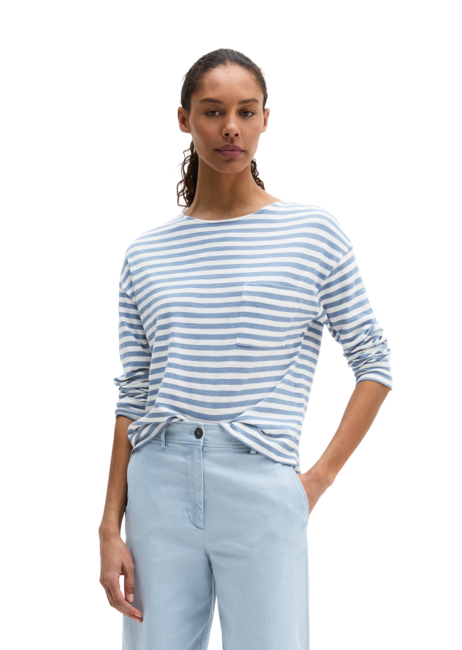 Marc O'Polo Langarmshirt Ringel-Longsleeve regular fit aus Slubjersey