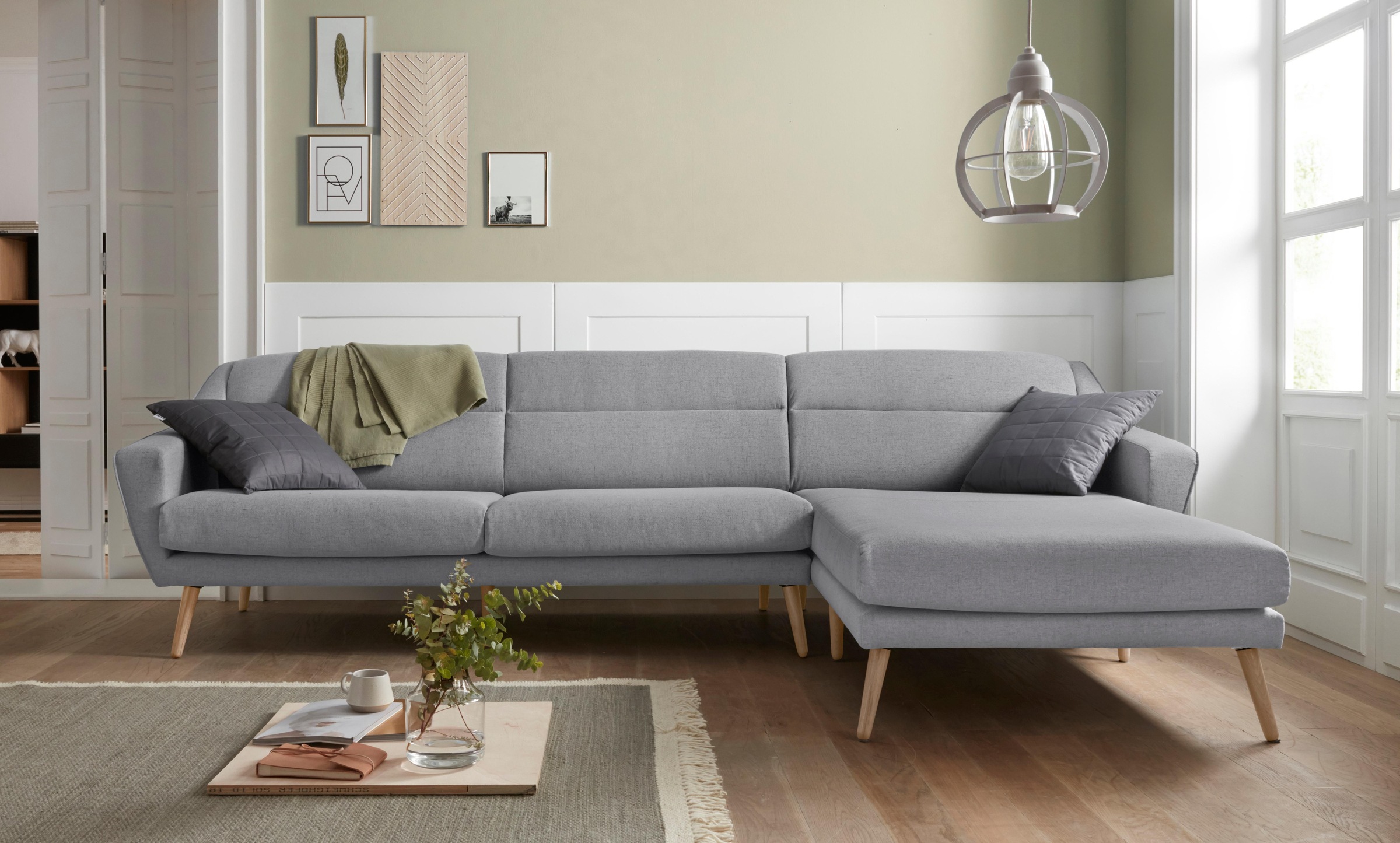 OTTO home Ecksofa "Bille L-Form" mit Naht im Rückenkissen und Beinen aus Ei günstig online kaufen