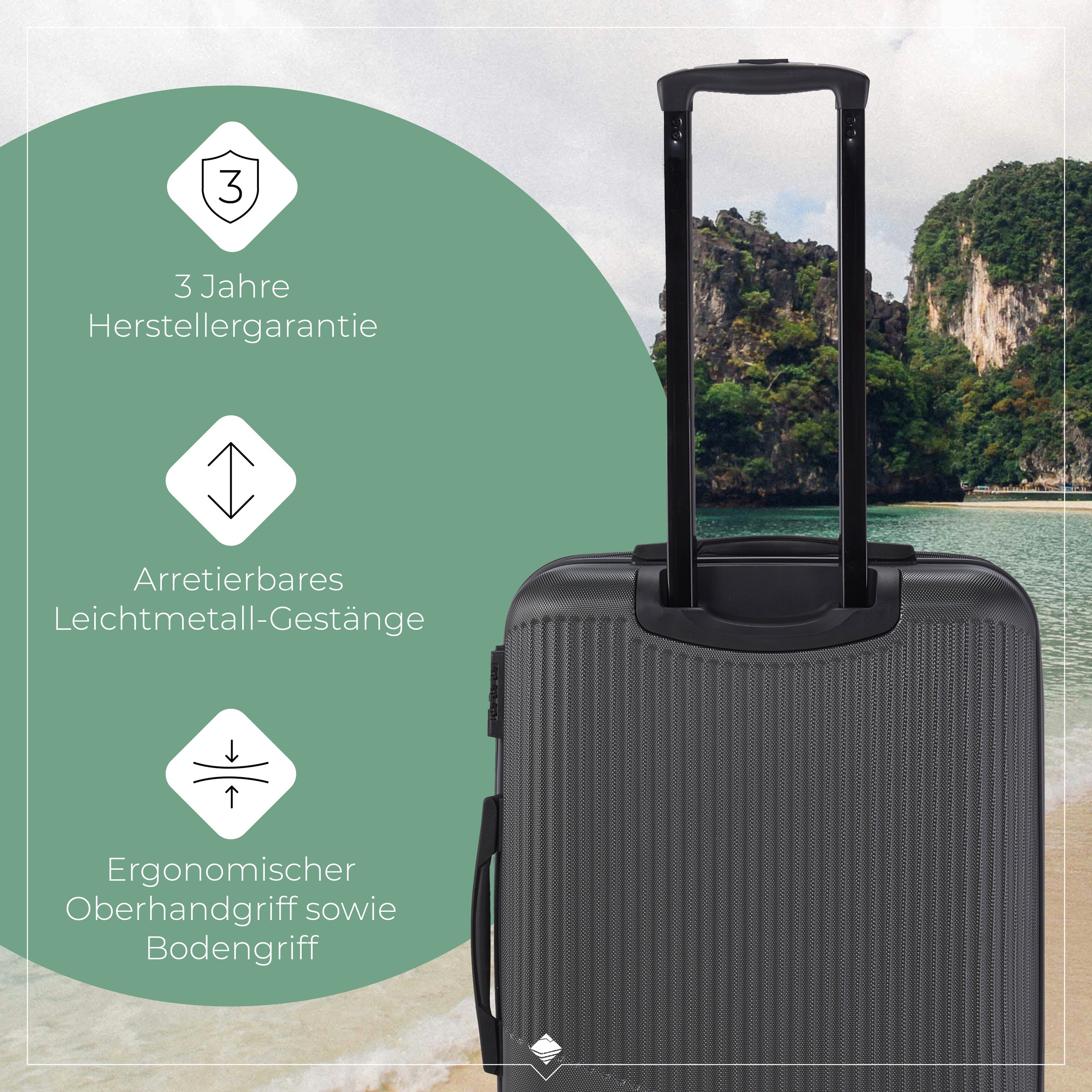 travelite Trolleyset »BALI 4w L/M/S«, (Set, 3 tlg., Hartschalen Trolley Set), Kofferset Reisegepäck Reisekoffer Hartschallenkoffer TSA Schloss