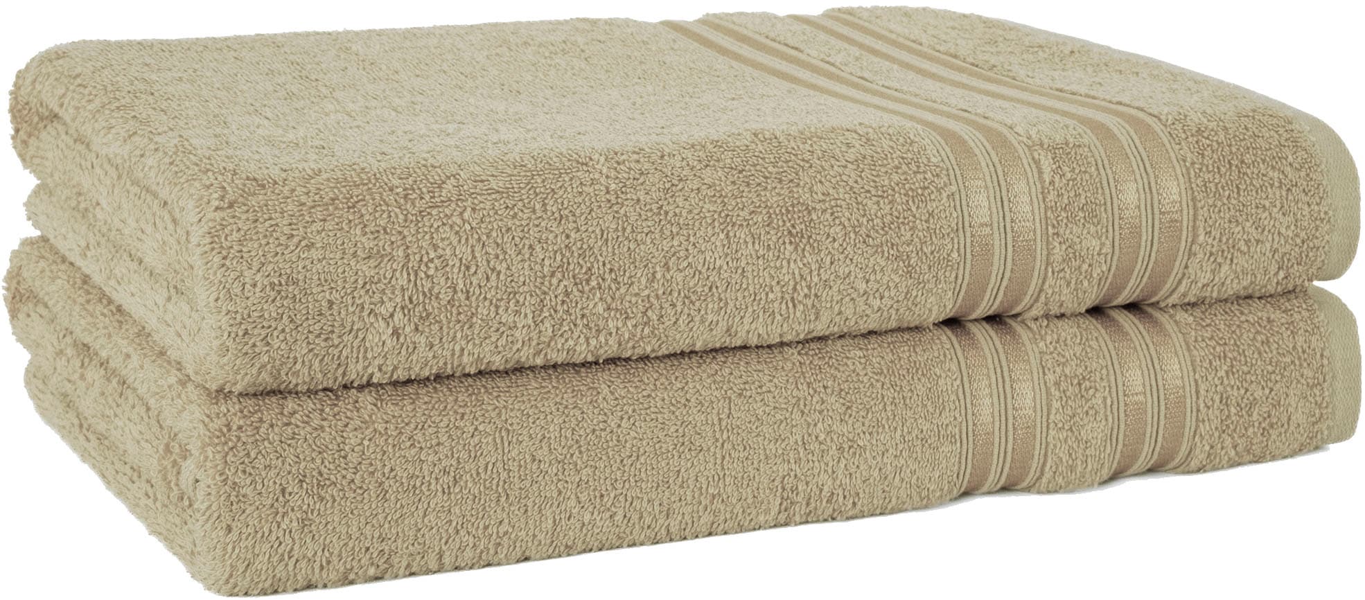 HAMMETEX Duschtuch "2er Set Badetücher 70x140 cm, 100% Baumwolle, Weich & Saugstark" mit Bordüre, einfarbig, weich