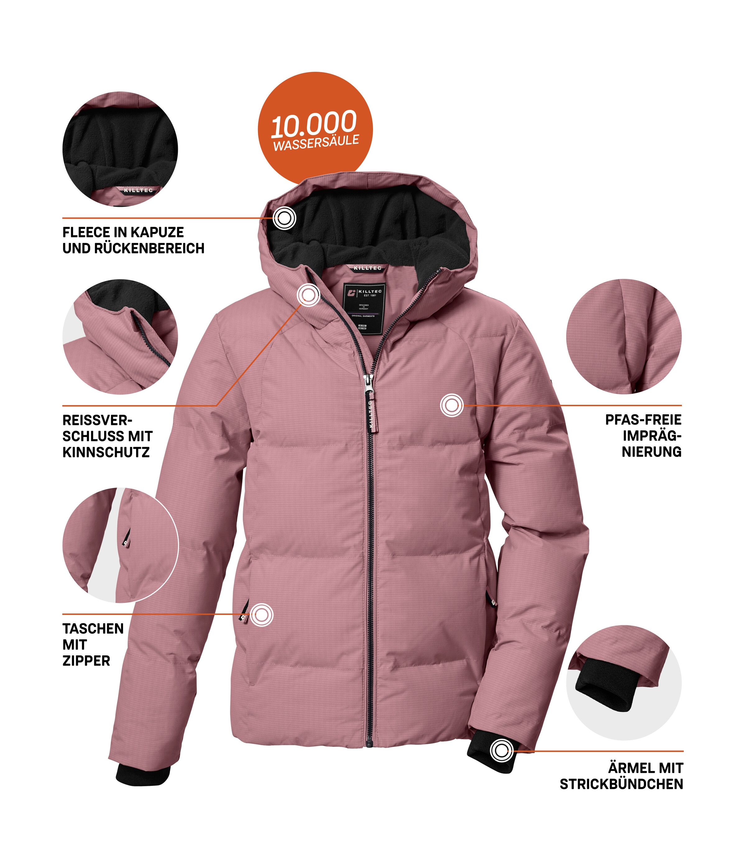 Killtec Steppjacke »KOW 357 GRLS QLTD JCKT«, Wasserabweisende Mädchenjacke mit Kapuze, atmungsaktiv, warm