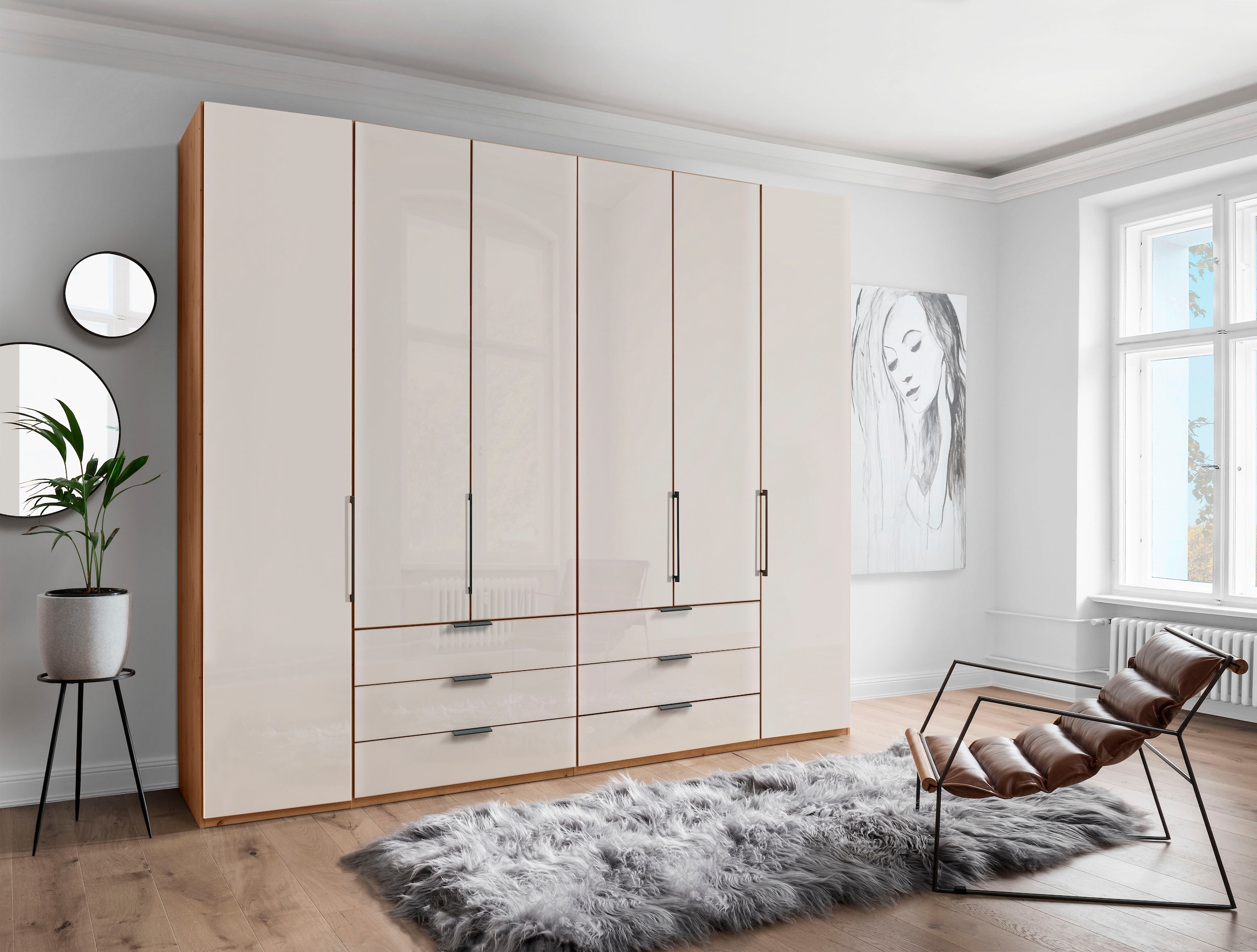 WIEMANN Kleiderschrank "Monaco" mit Glasfront sowie hochwertige Beschläge inkl. Dämpfung