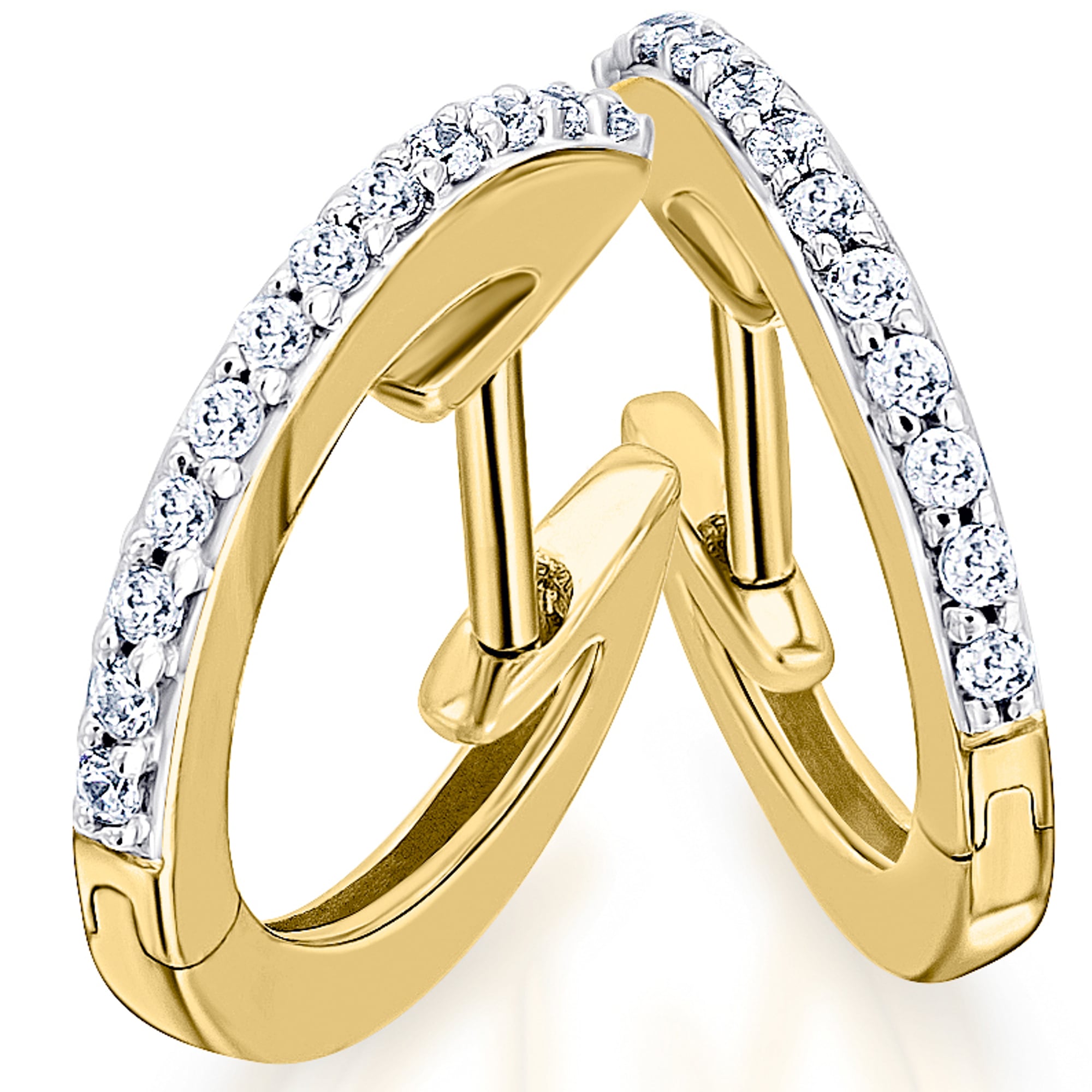 Paar Creolen »0,15 ct Diamant Brillant Ohrringe Creolen aus 585 Gelbgold«, Damen Gold...