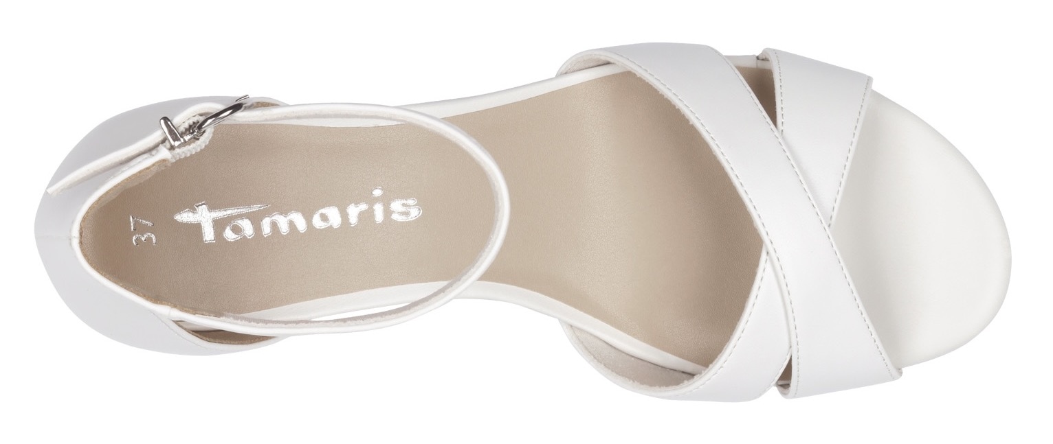 Tamaris Sandalette, Blockabsatz, Abendschuh, Hochzeitsschuh mit gekreuzten Bandagen