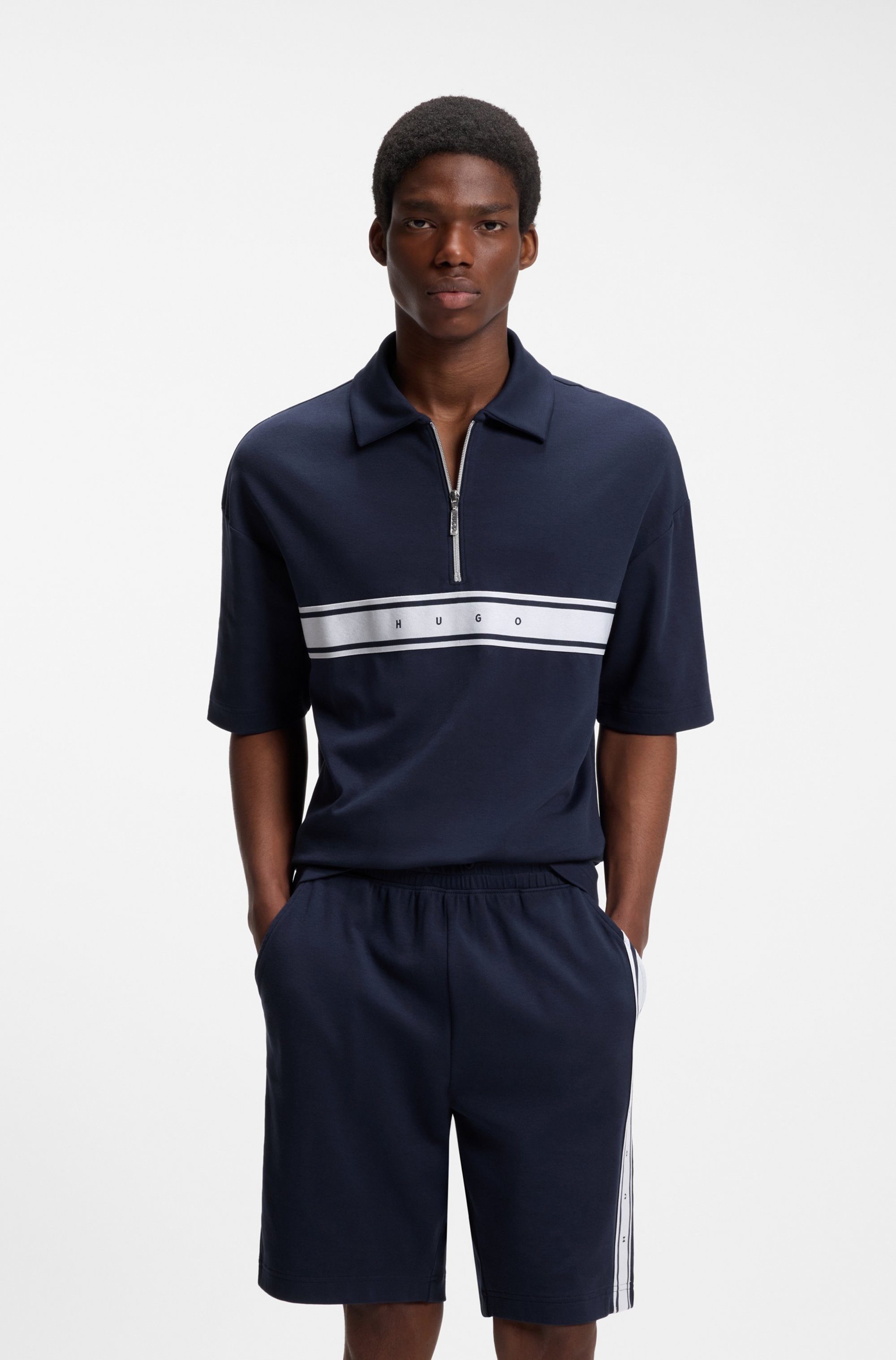 HUGO Underwear Poloshirt "NAUTIX ZIP POLO" aus Stretch-Baumwolle, Relaxed Fit