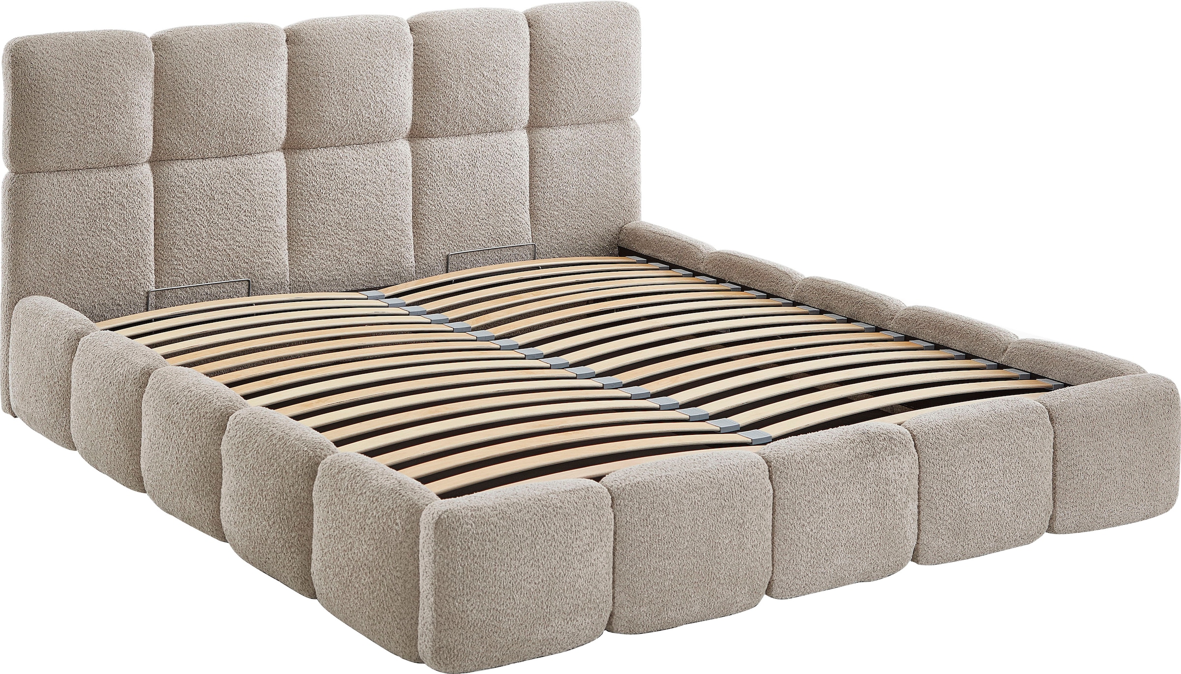 ATLANTIC home collection Polsterbett »"Jane" mit großen Stauraum«, luxurious gepolstertes Kopfteil und Rahmen, Bezug mit Bouclécharakter