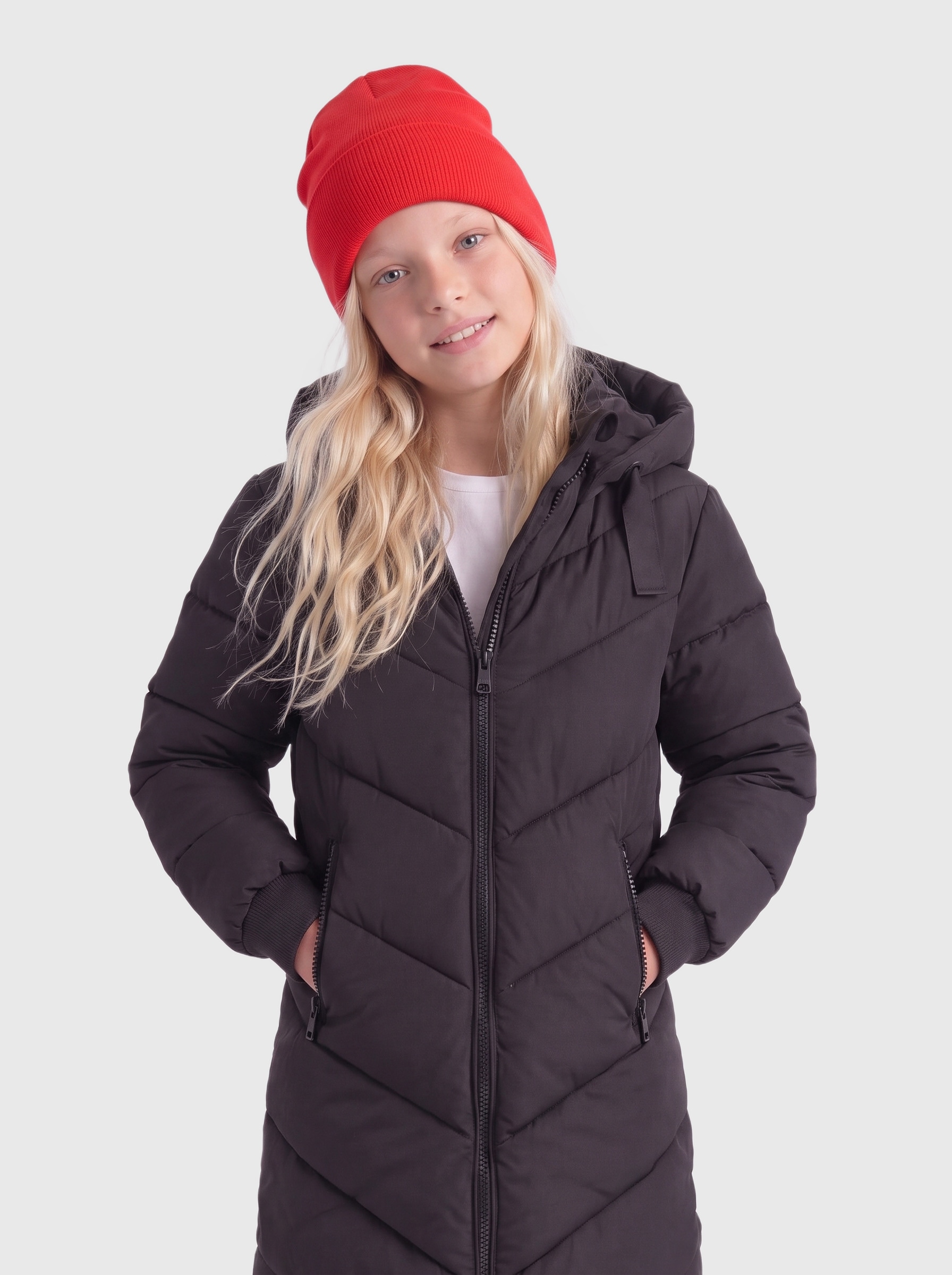 KIDS ONLY Steppjacke "KOGSKYLAR HOOD JACKET VD OTW" mit Kapuze Langjacke mit abnehmbarer Kapuze