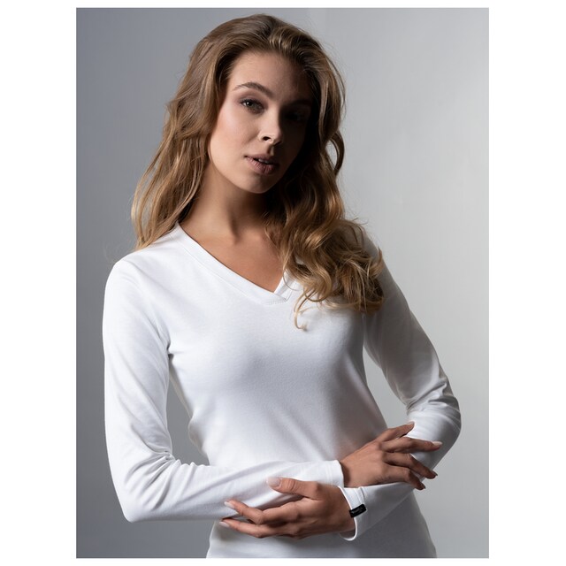 Trigema T-Shirt »TRIGEMA Langarmshirt mit V-Ausschnitt« online bestellen |  BAUR