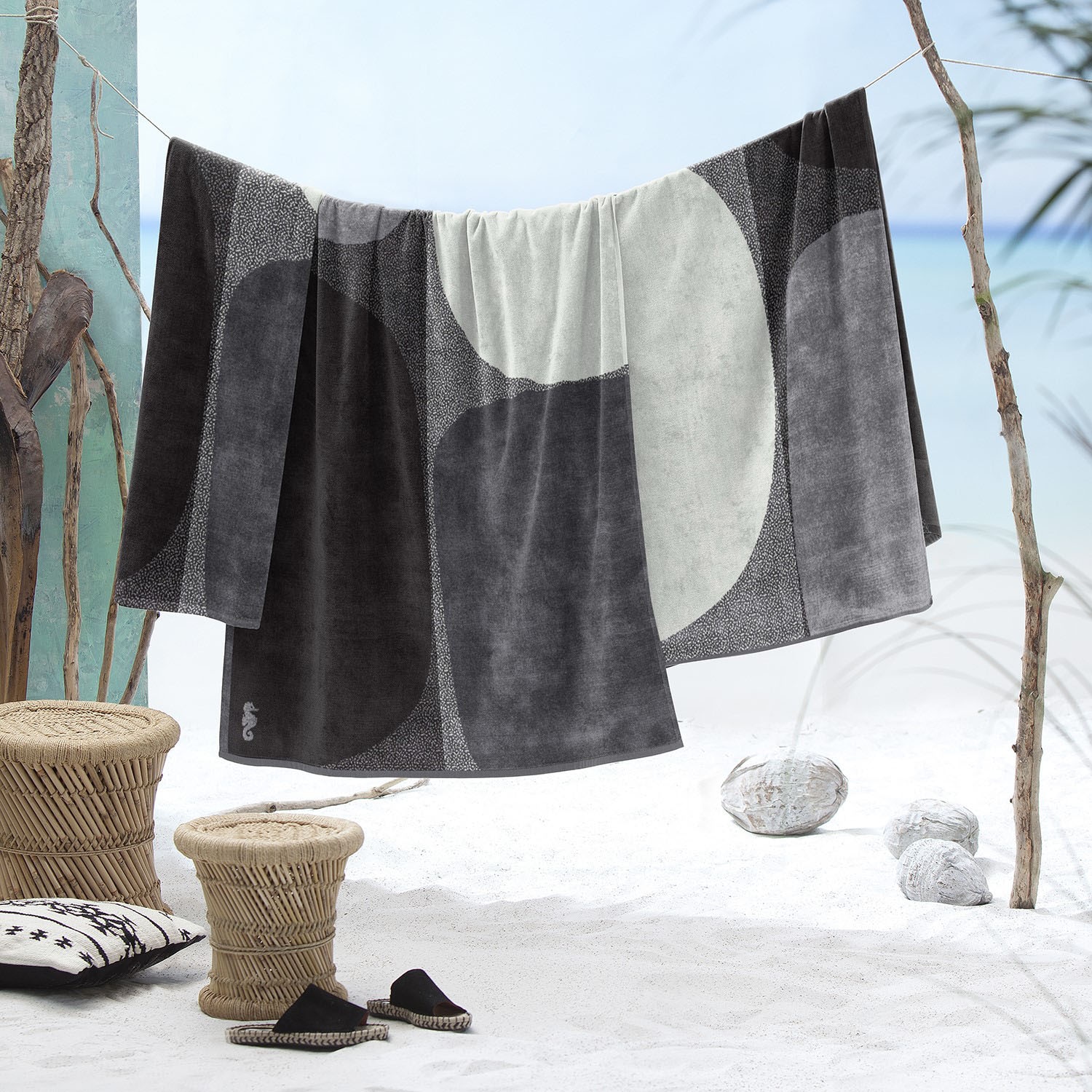 Seahorse Strandtuch »Stones«, (1 St., Strandtuch 100 x 180 cm), mit runden Formen