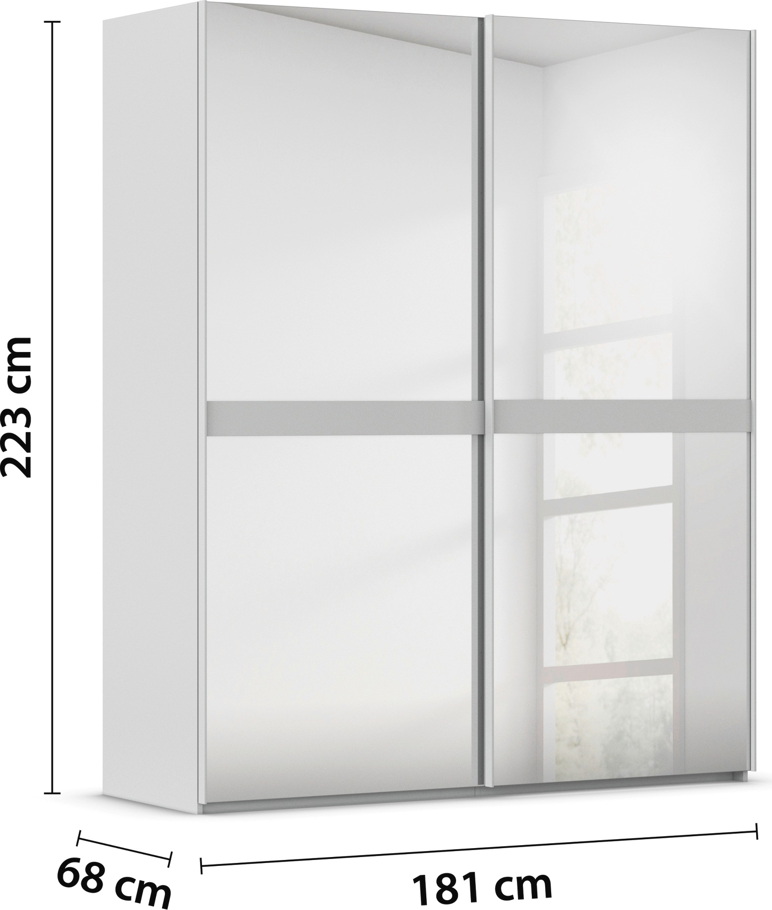 rauch Schwebetürenschrank »Kleiderschrank Schrank Garderobe Schlafzimmerschrank SCALE-LINE«, edle Optik mit Bauchbinde in Korpusfarbe Spiegelfront MADE IN GERMANY