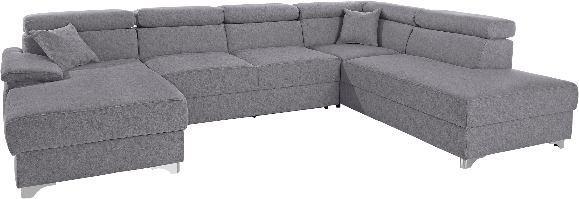 DOMO collection Wohnlandschaft »Mira, inklusive Kopfteilverstellung für mehr Wohlfühlkomfort, U-Form«, wahlweise mit Bettfunktion und Bettkasten, elegant und modern