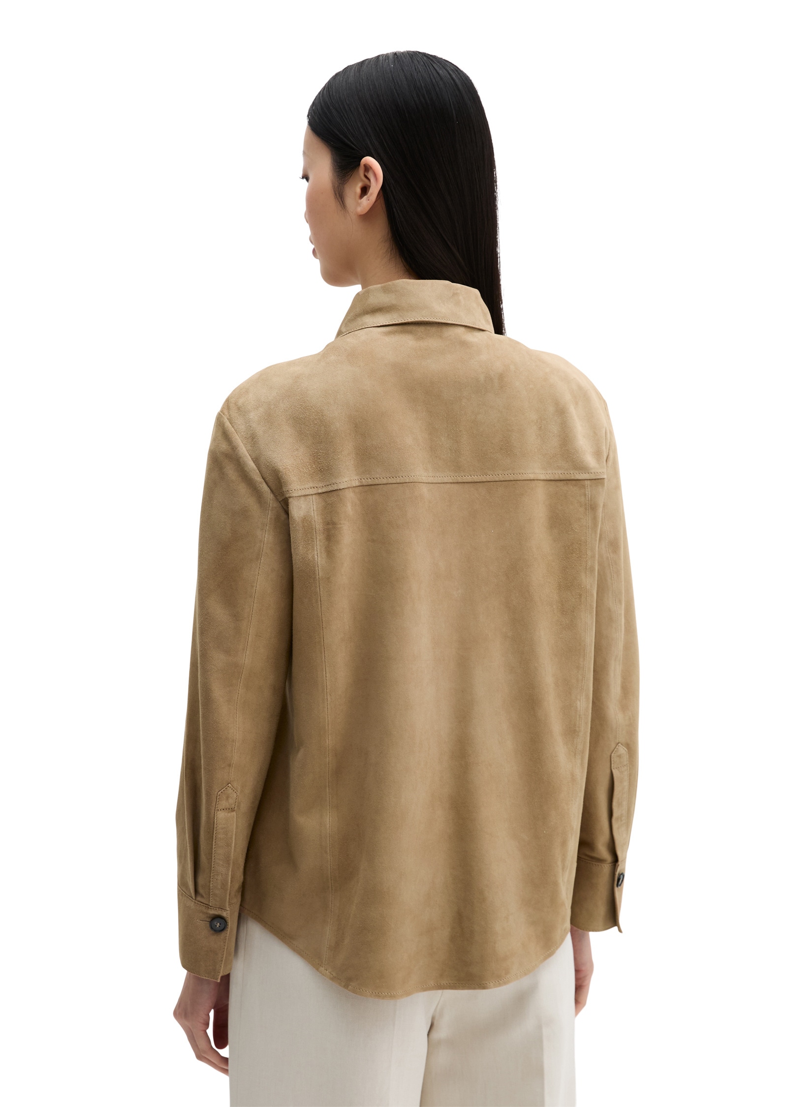 Marc O'Polo Langarmbluse »aus weichem Ziegen-Veloursleder«