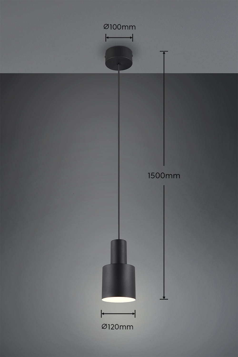 TRIO Leuchten Pendelleuchte »AGUDO, Hängelampe 1-flammig, exkl 1xE27 max 10W, höhenverstellbar«, 1 flammig, Leuchtmittel E27 | Leuchtmittel wechselbar, Hängelampe Ø 12cm, bis max 150cm Abhängung, Küche Esszimmer Wohnzimmer