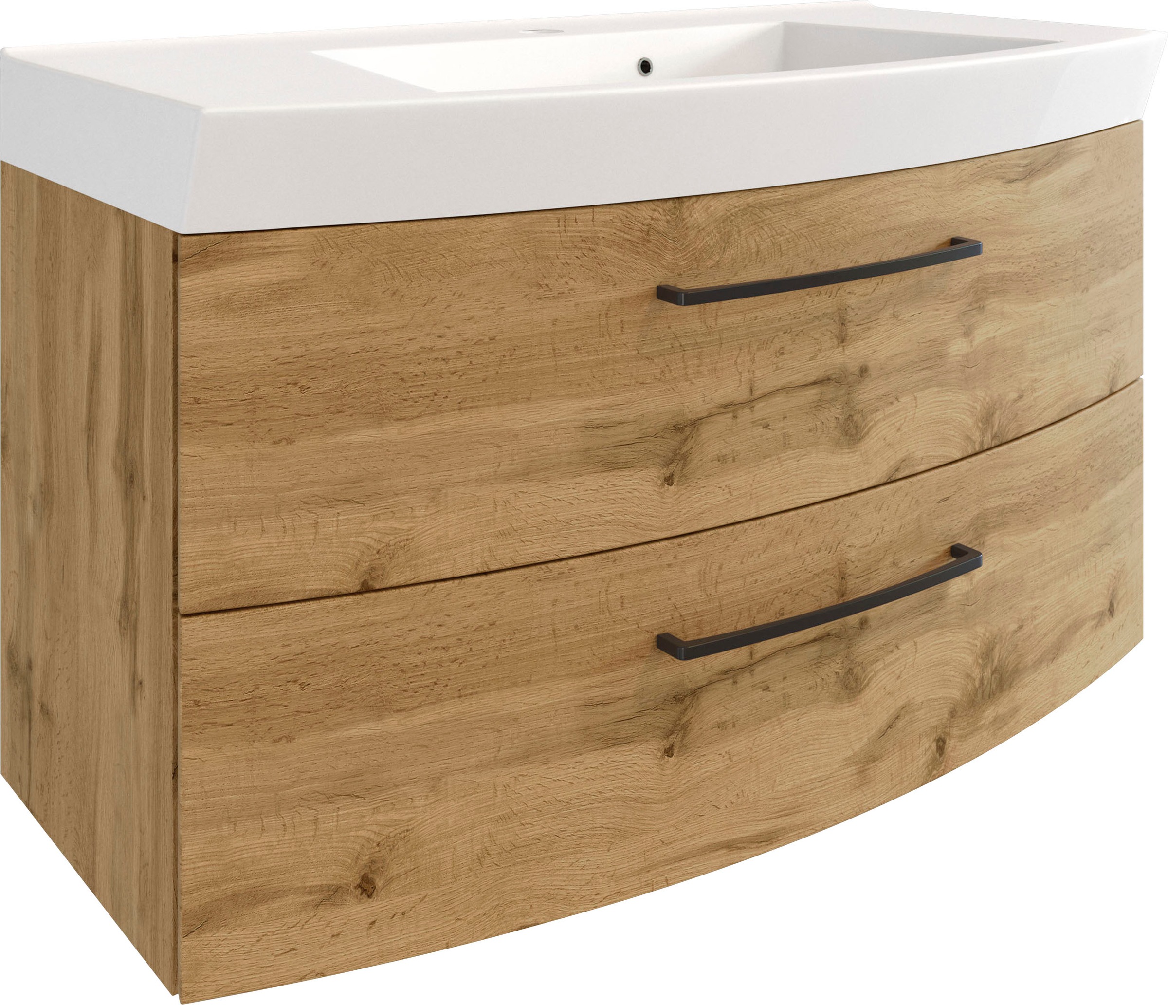 welltime Badmöbel-Set »Chicago«, (3 St., Spiegelschrank, Waschtisch, Midischrank), mit Mineralgussbecken