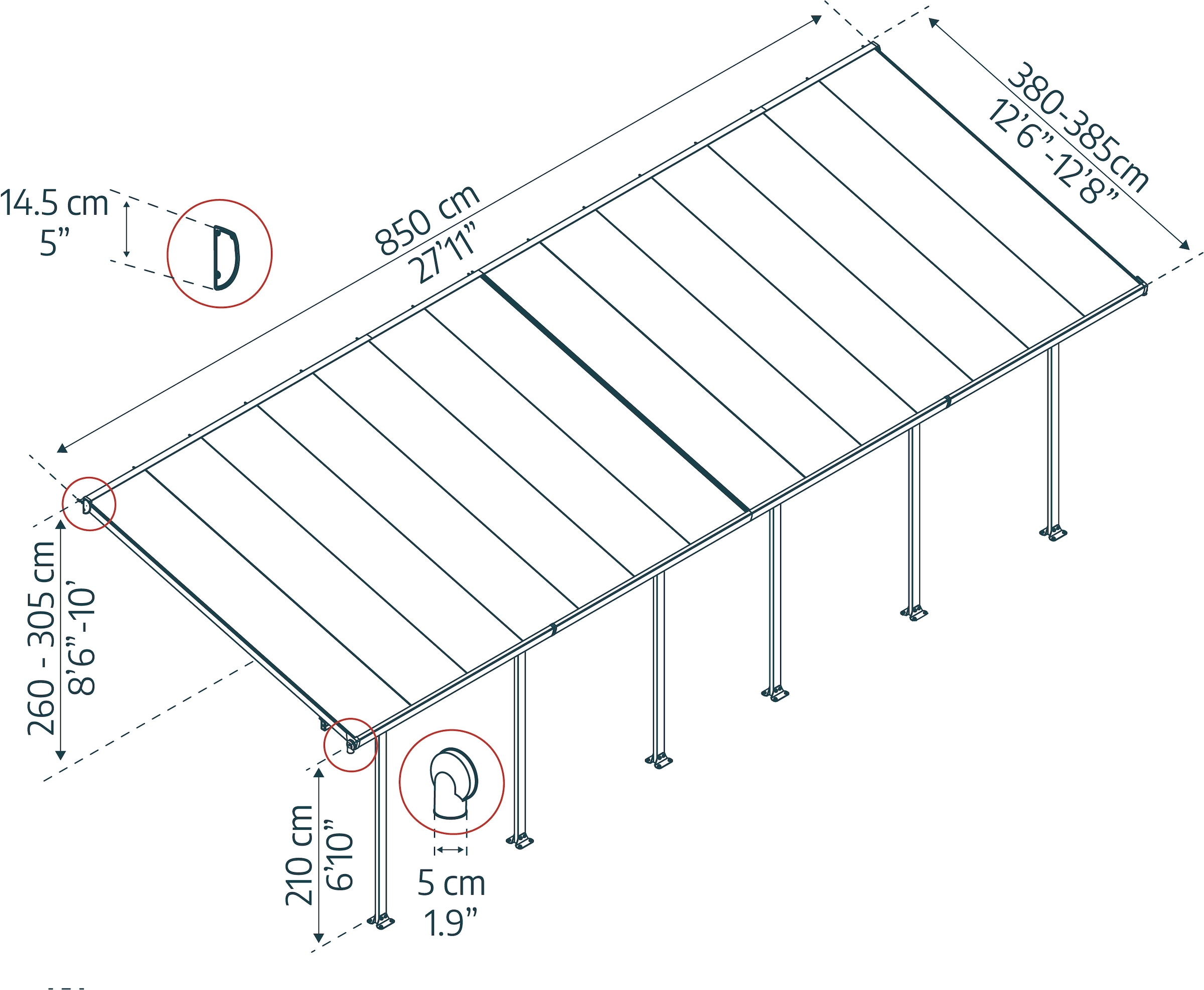 Palram - Canopia Terrassendach »Feria Alu Terrassenüberdachung«, einfache DIY Montage