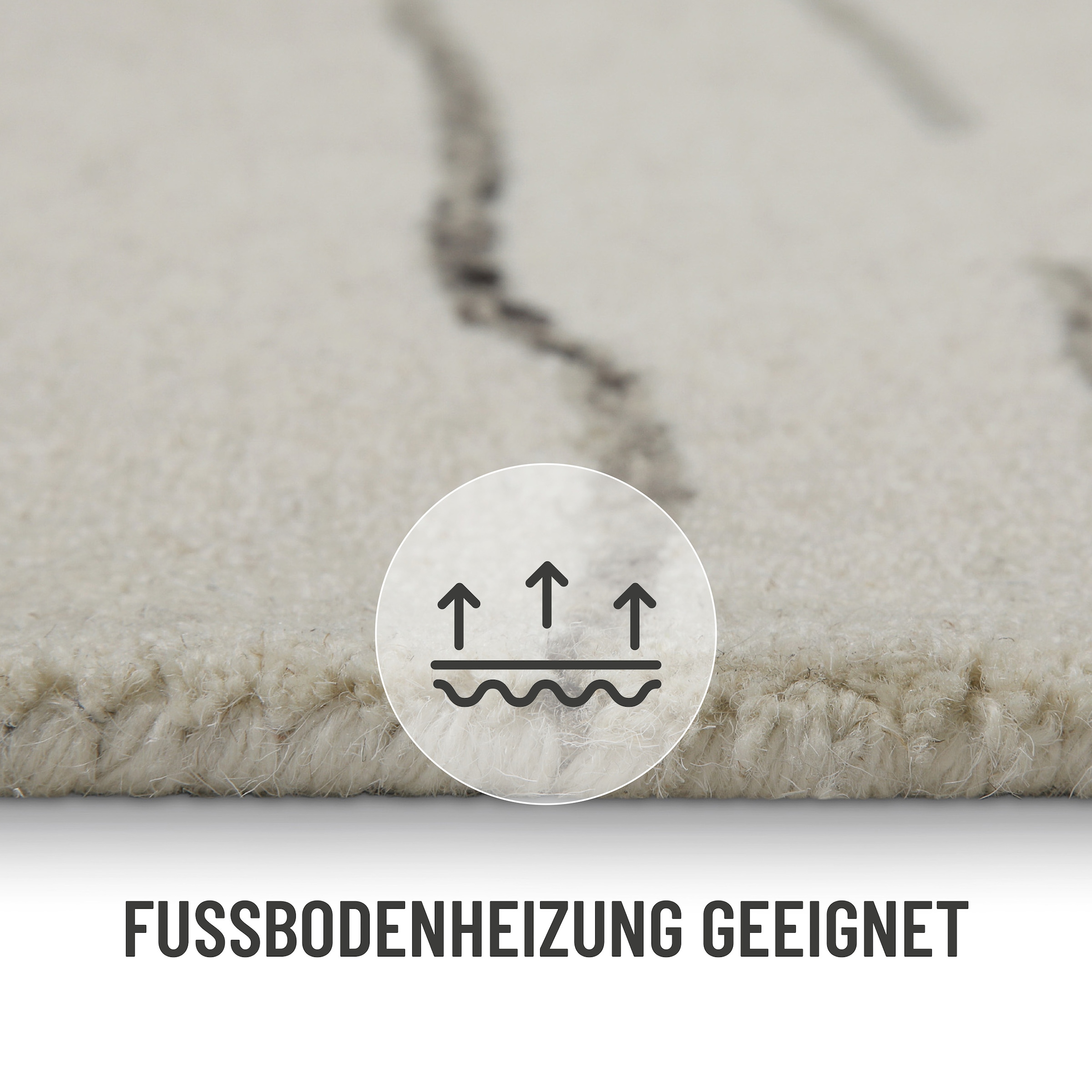 Wecon home Wollteppich »Hamptons ELEVEN«, rund, 10 mm Höhe, Schurwolle, Kurzflor, Wohnzimmer, Schlafzimmer, elegant, Wellen-Muster