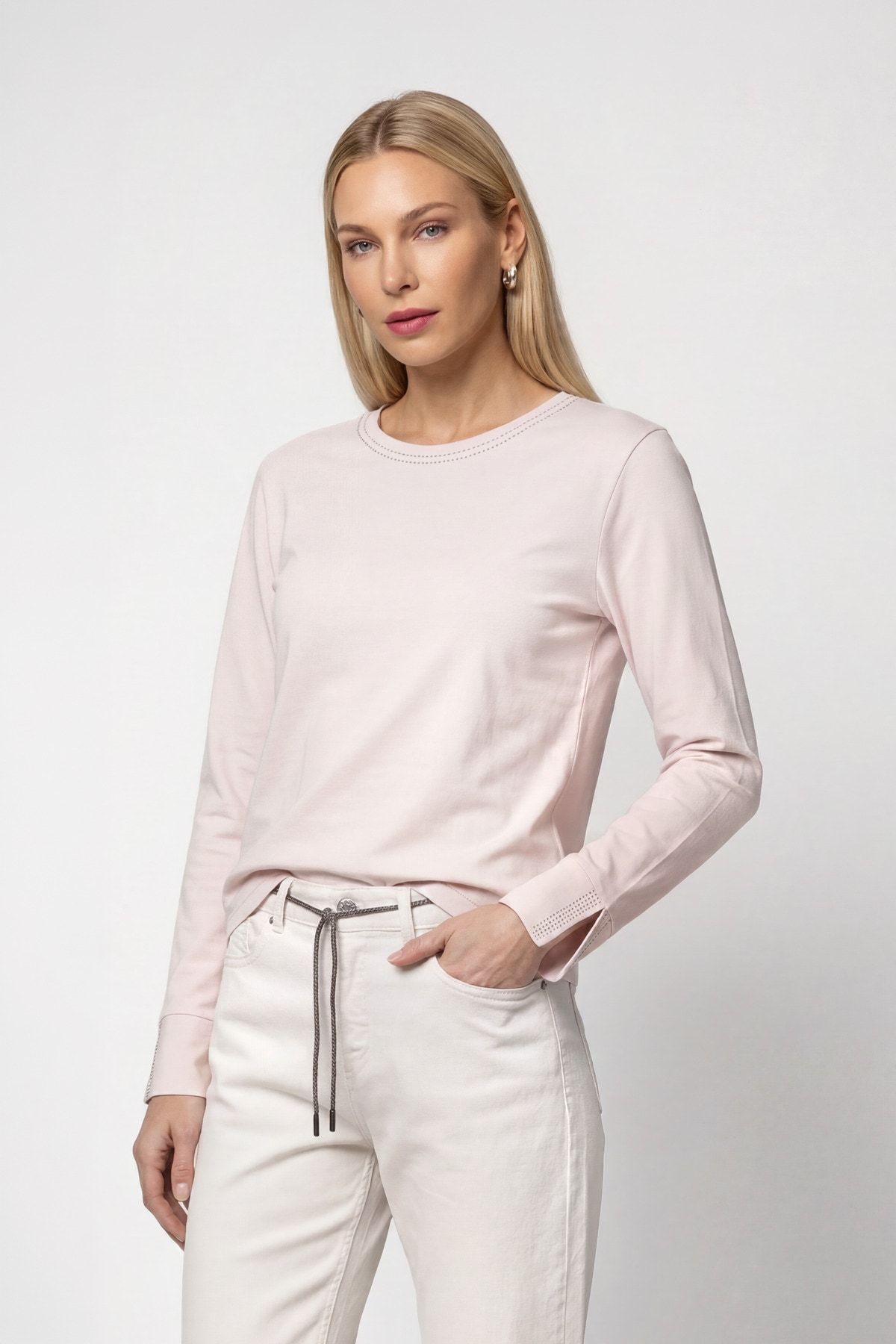 Monari Langarmshirt "Shirt Basic Schmuck" Regular fit mit Rundhalsausschnitt