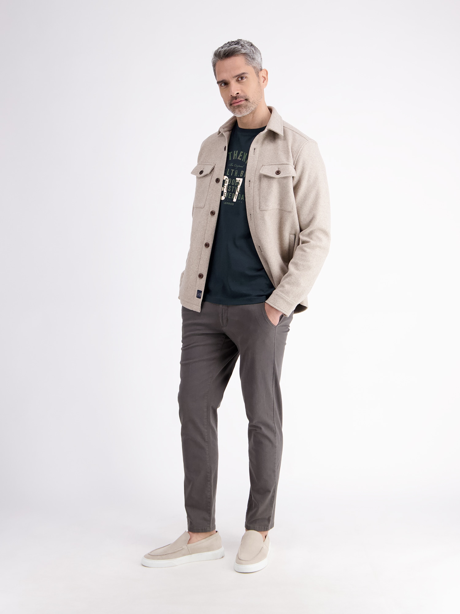 LERROS T-Shirt »LERROS Unifarbenes T-Shirt mit Print«