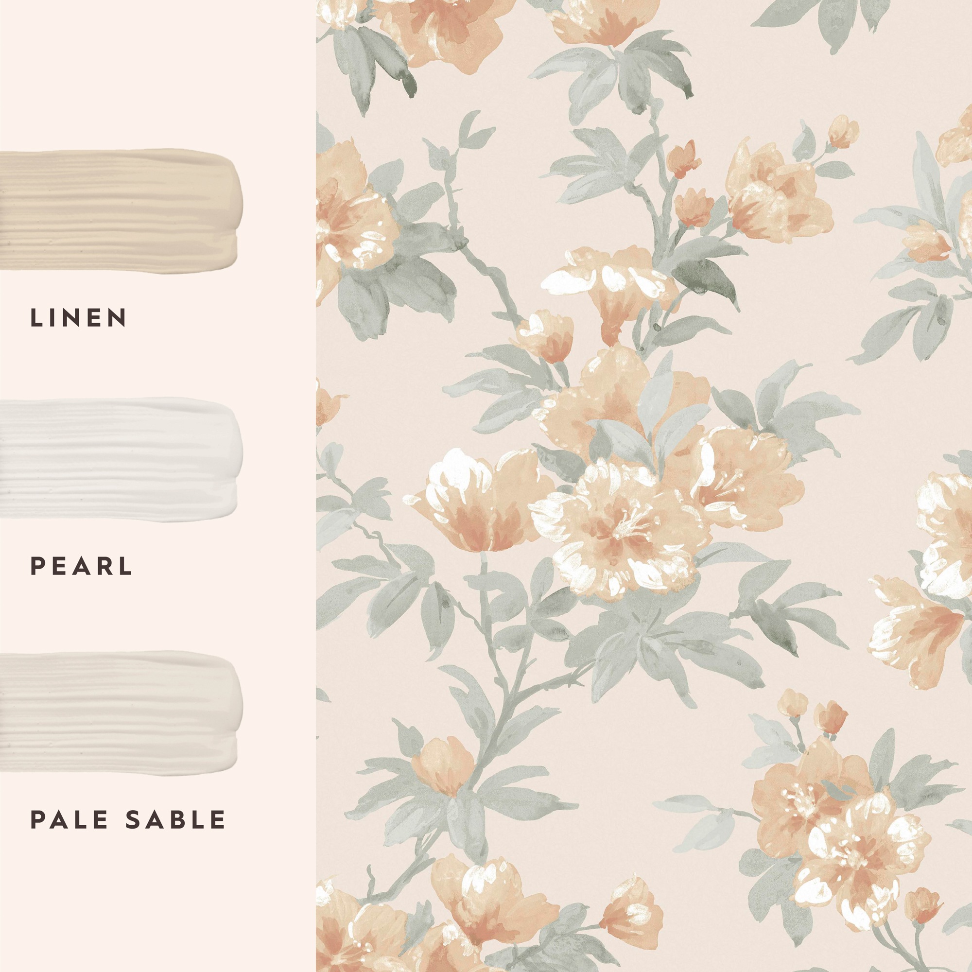 LAURA ASHLEY Vliestapete »Rosamund Apricot«, geblümt, 10mx52cm (ca. 5m2)