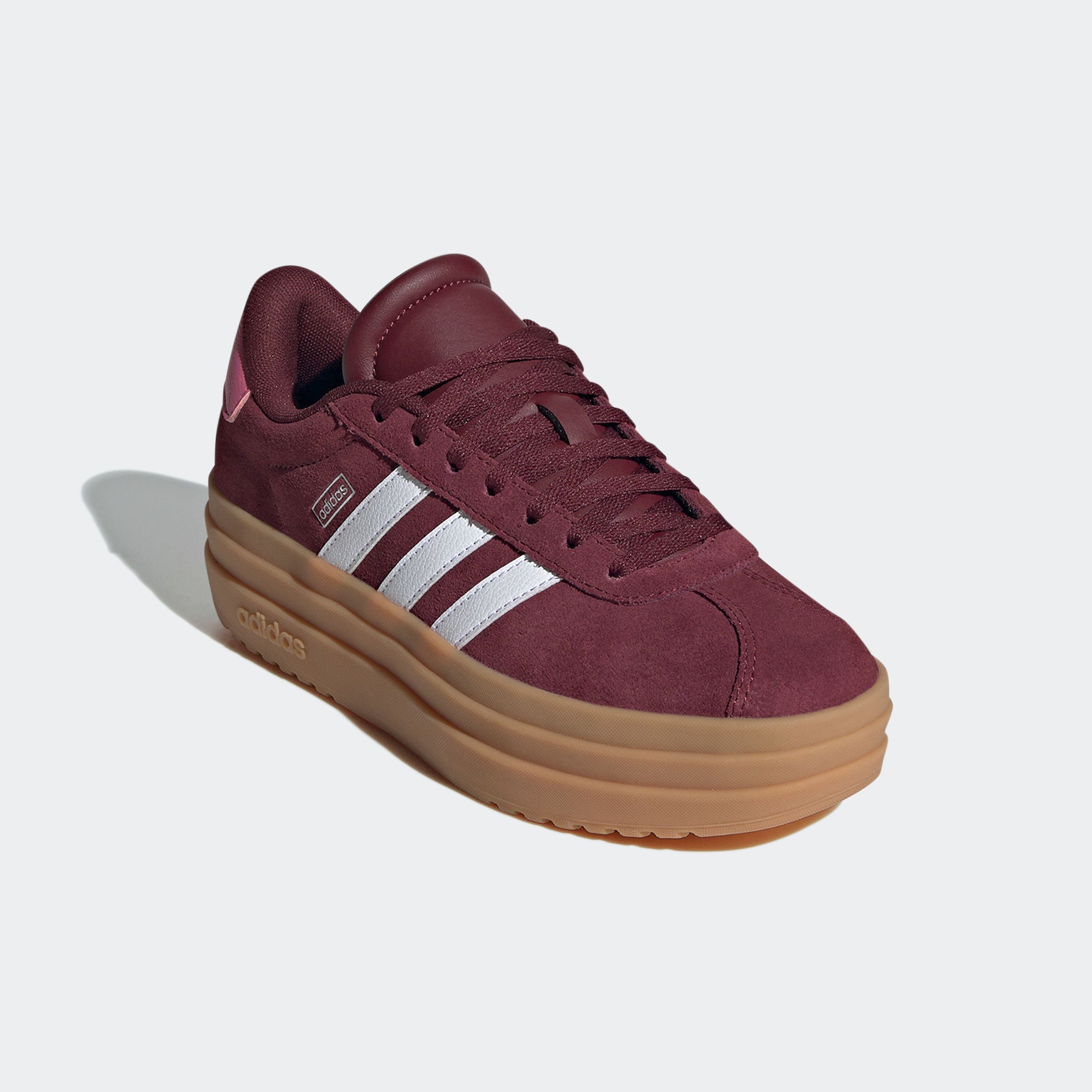 Mädchen Plateausneaker "VL COURT BOLD", ADIDAS SPORTSWEAR, Gr. 35,5, rot, Leder, Synthetik, Schuhe, Design auf den Spuren des adidas Gazelle Bold