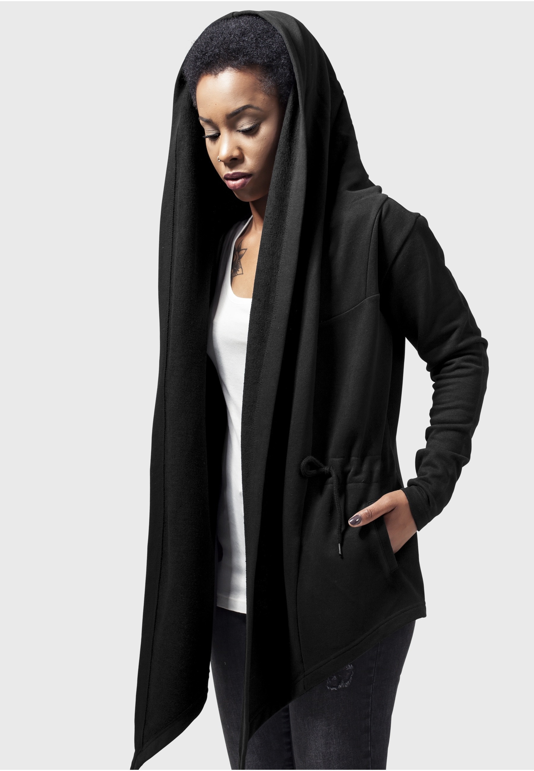 URBAN CLASSICS Strickjacke »Urban Classics Damen Ladies Hooded Sweat Cardigan« 1 Stk.