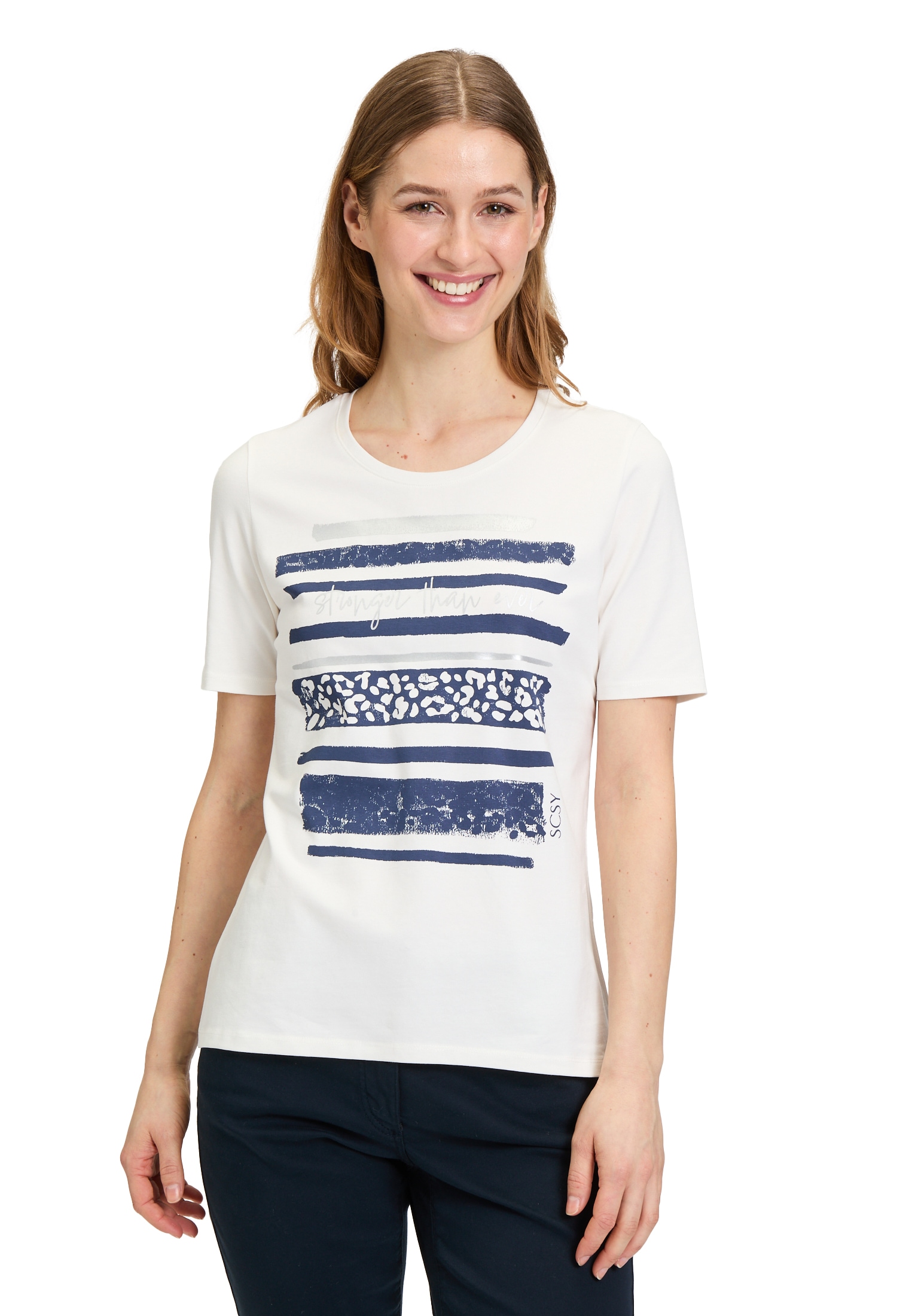 Betty Barclay Kurzarmshirt "Damen Basic Shirt mit Aufdruck", 1 Stk. Glitzer günstig online kaufen