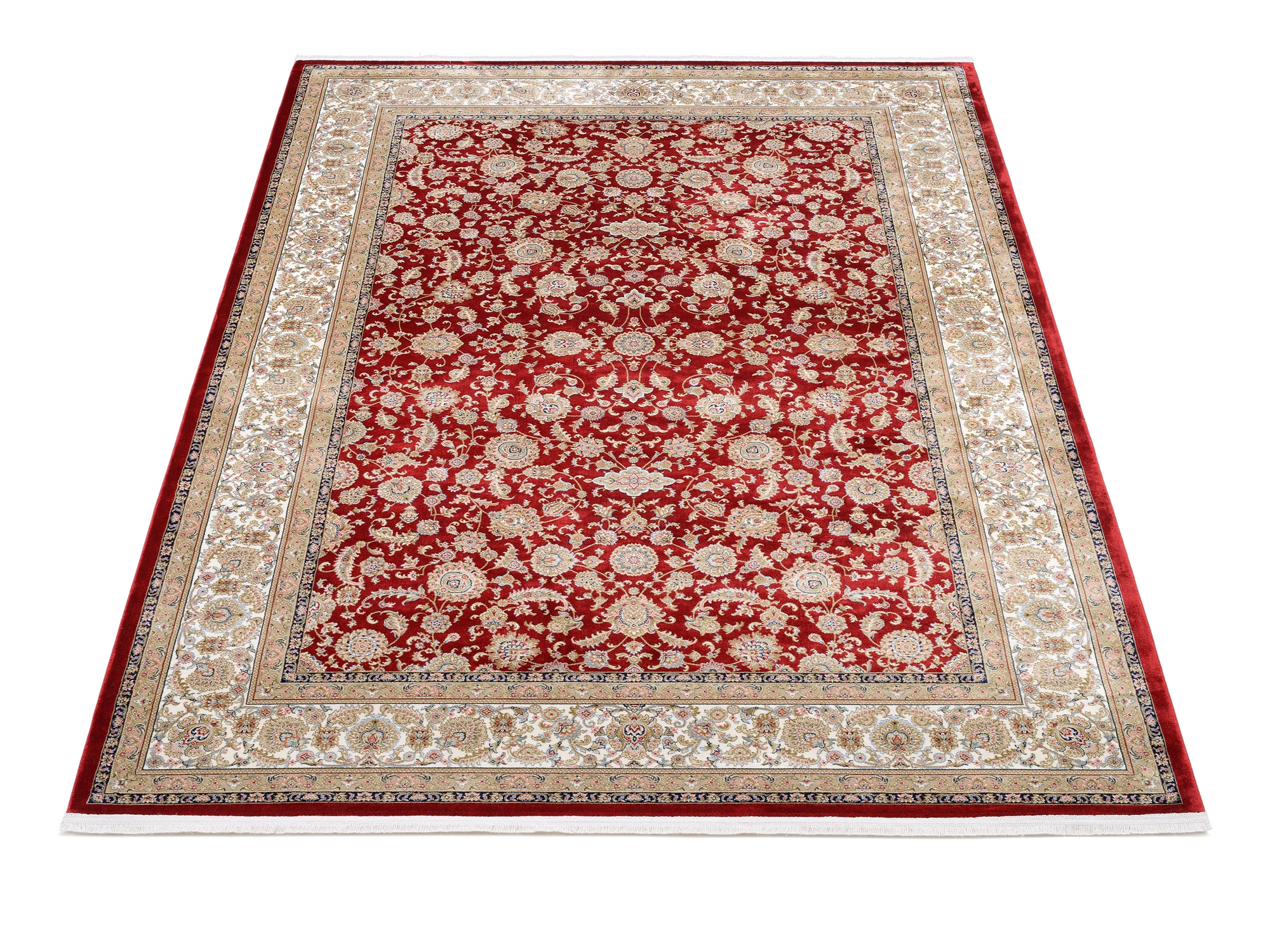 OCI DIE TEPPICHMARKE 1100000002199 "INSPIRATION KESHAN" rechteckig 12 mm Höhe Glanz Viskose, mit Fransen, Hoch Tief Struktur, Vintage, Wohnzimmer
