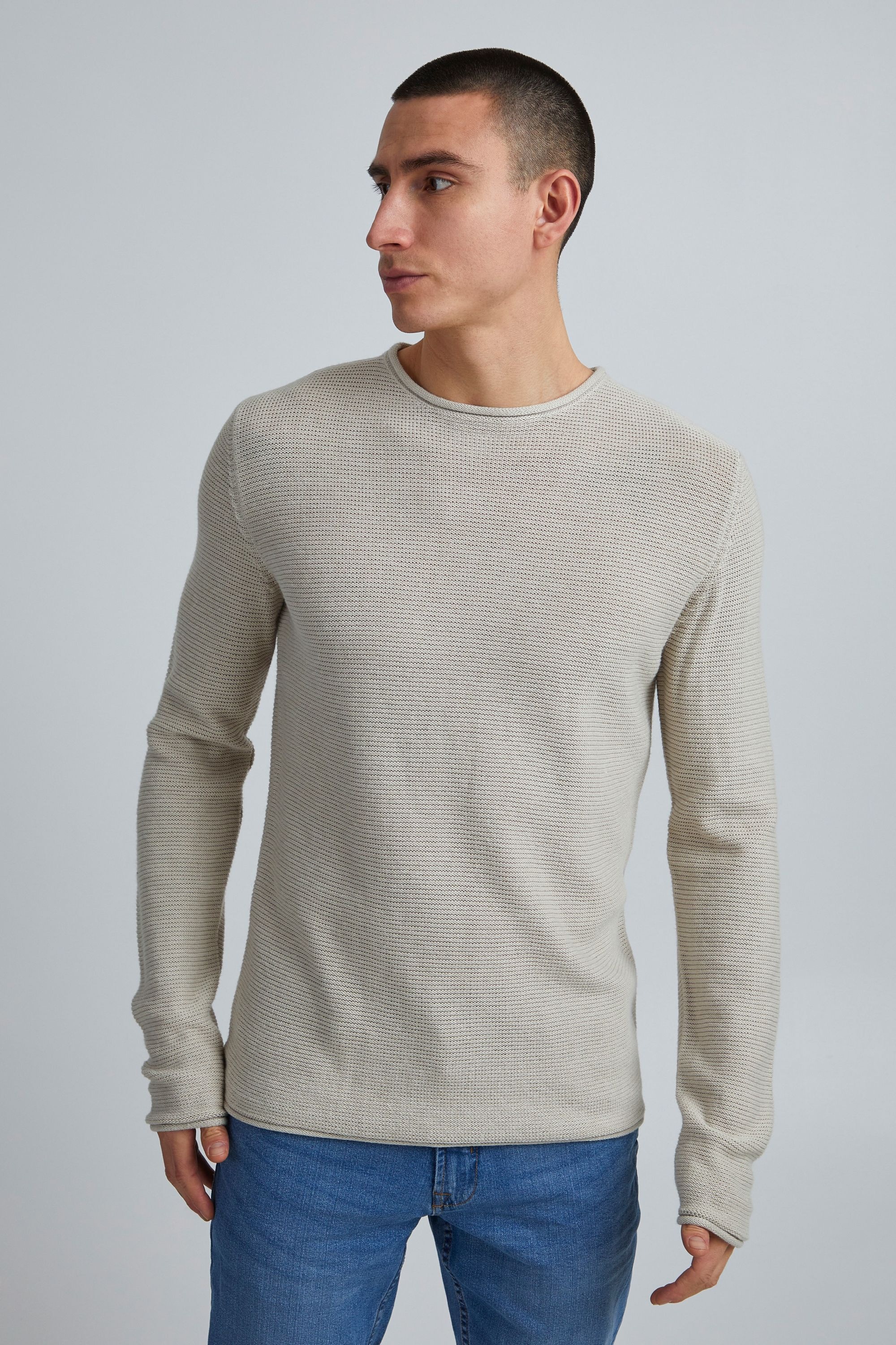 !solid Strickfleece-Pullover SOLID "Strickpullover SDJarah", Herren, Gr. 3XL, beige (oatmeal melange), Obermaterial: 50% Baumwolle CO. 50% Polyacryl PAN., Pullover 2