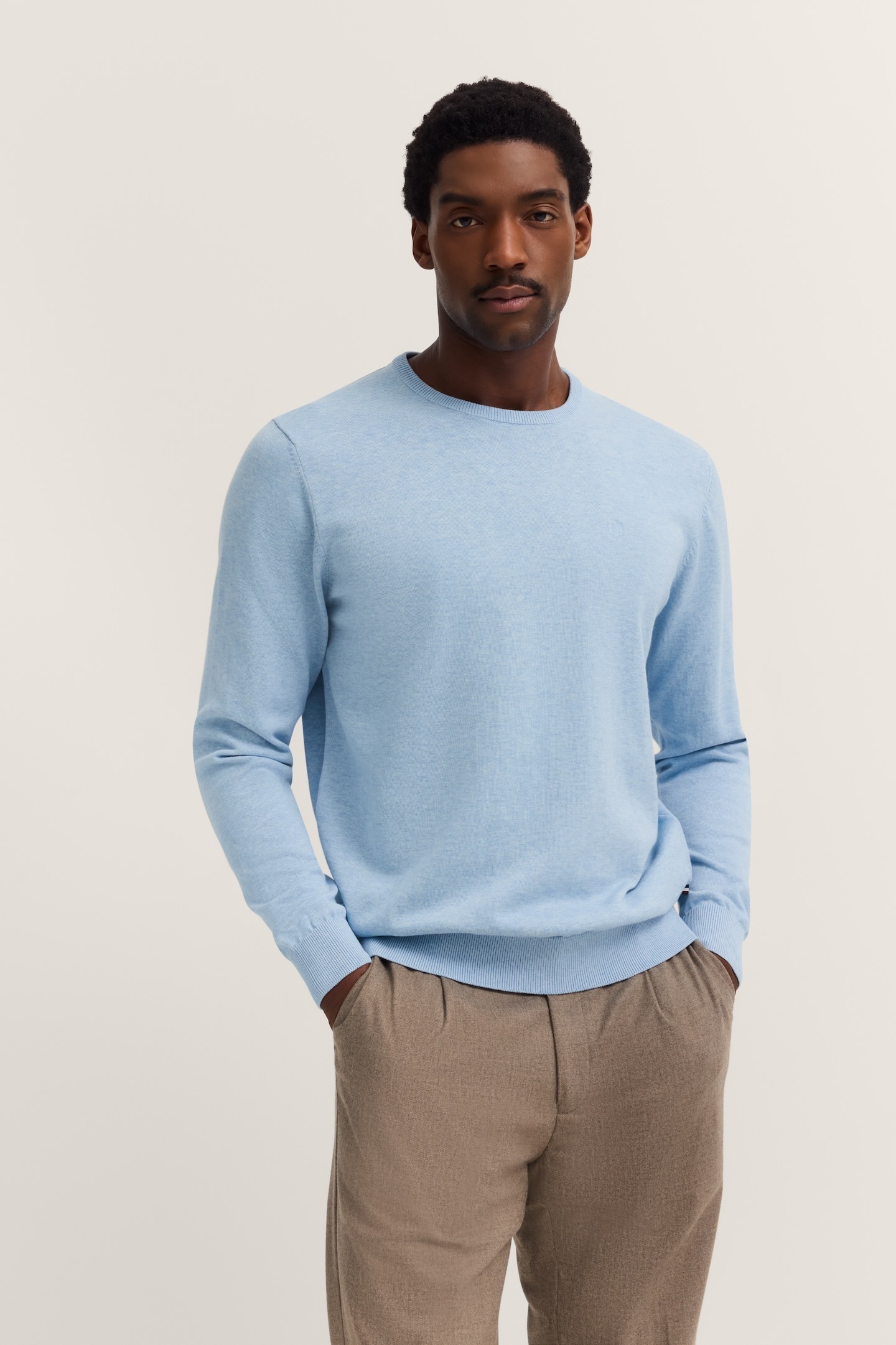 bugatti Rundhalspullover "Basic Essential" aus reiner Baumwolle günstig online kaufen