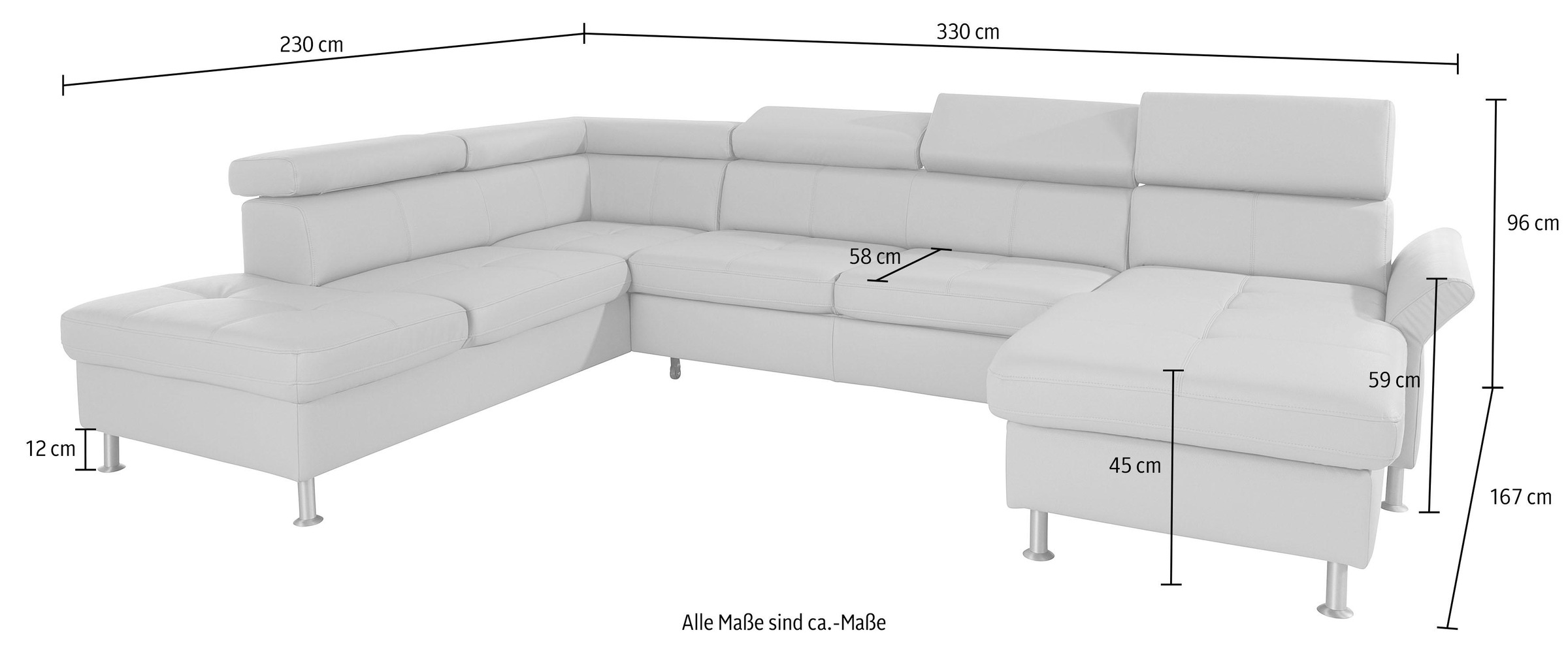 Thumbnail - exxpo - sofa fashion Wohnlandschaft "Maretto, bequem und komfortabel, viel Platz, Breite 330cm, U-Form" inkl. Kopfteilve...