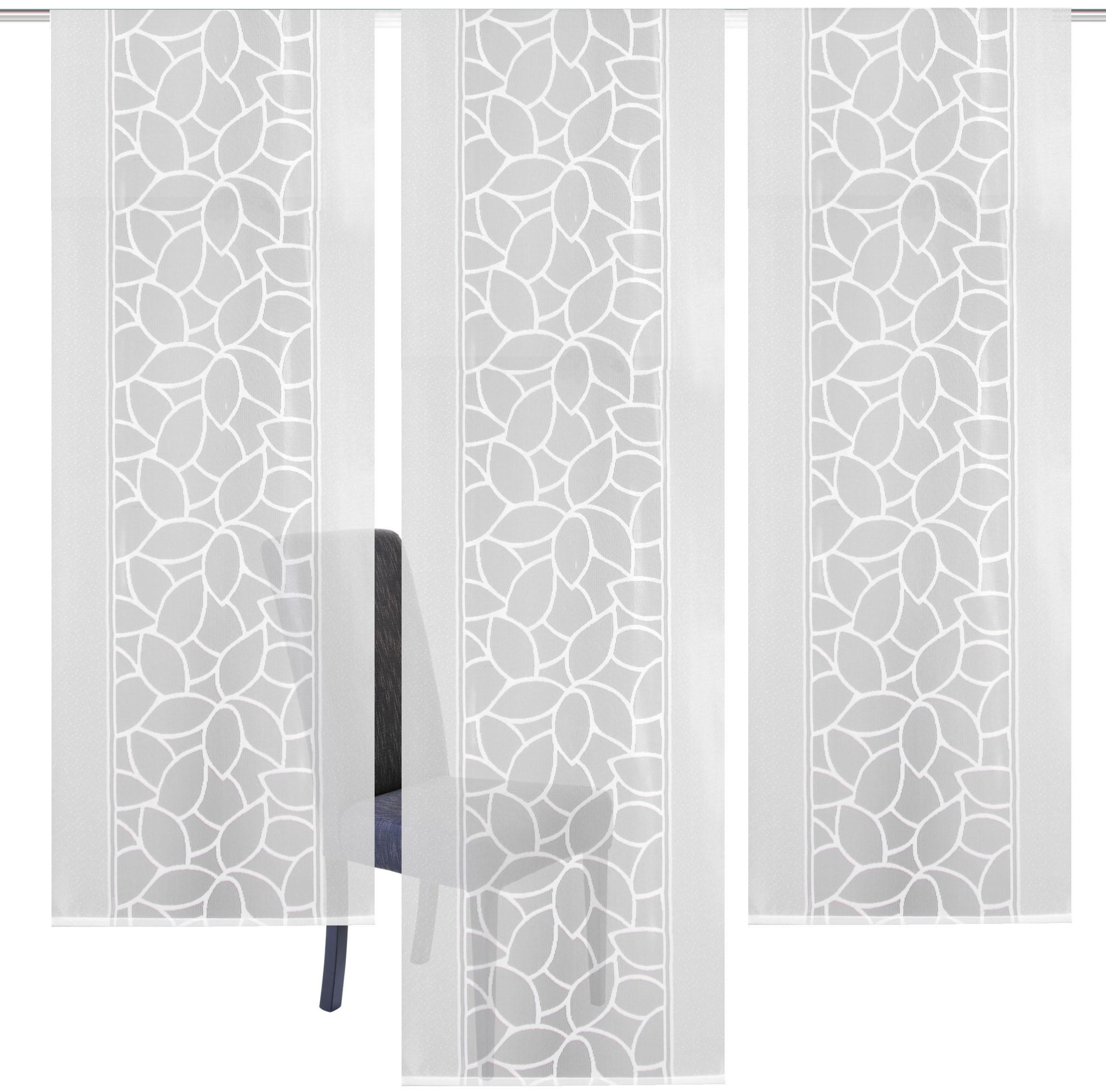 Thumbnail - HOME WOHNIDEEN Schiebegardine "JENNA" Klettband 3 Stk. tlg. Schiebevorhang Jacquard Set