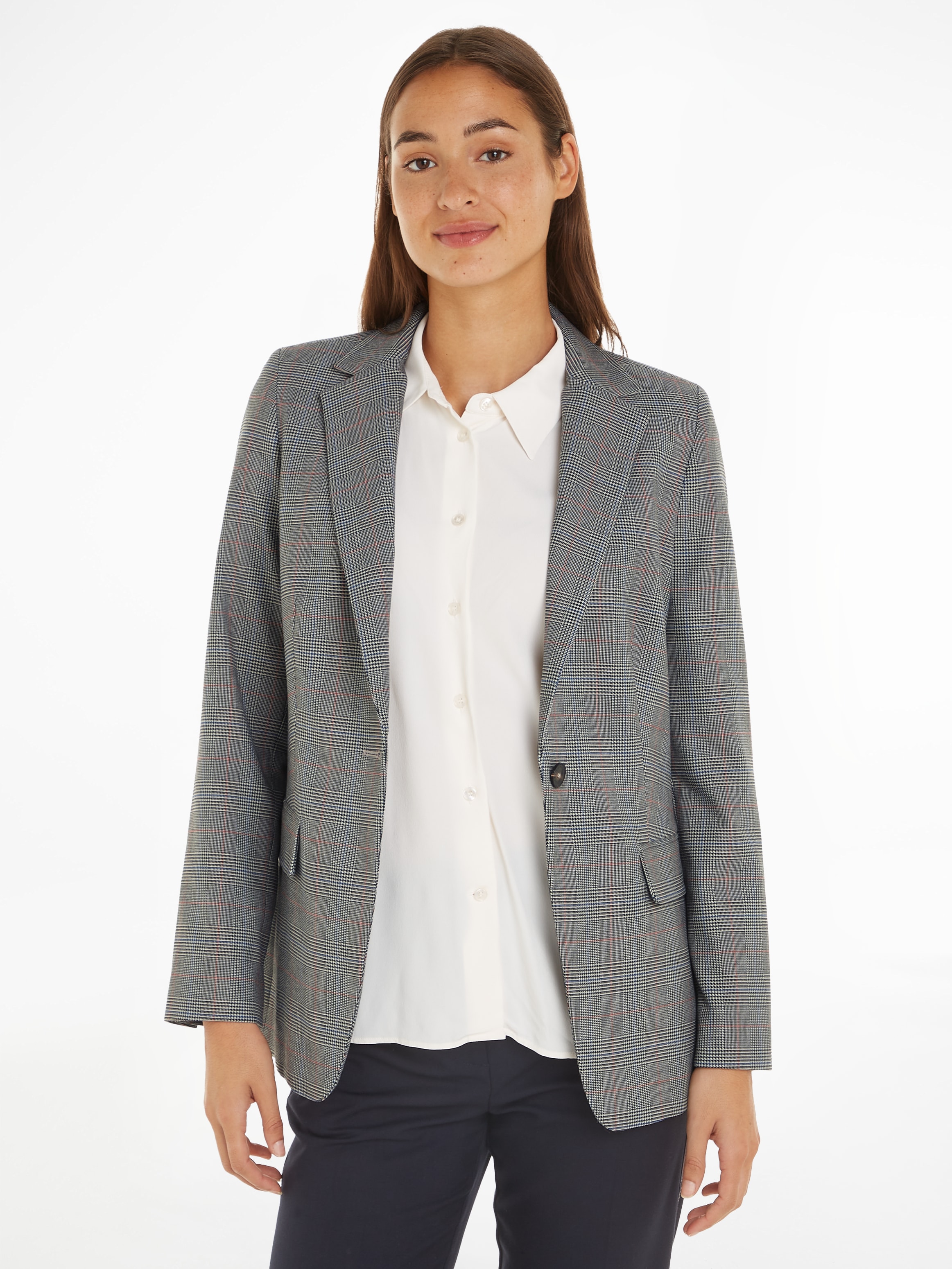 Tommy Hilfiger Kurzblazer »POW CHECK REGULAR BLAZER«, (Global Serie TH WOMEN), im Karodessin