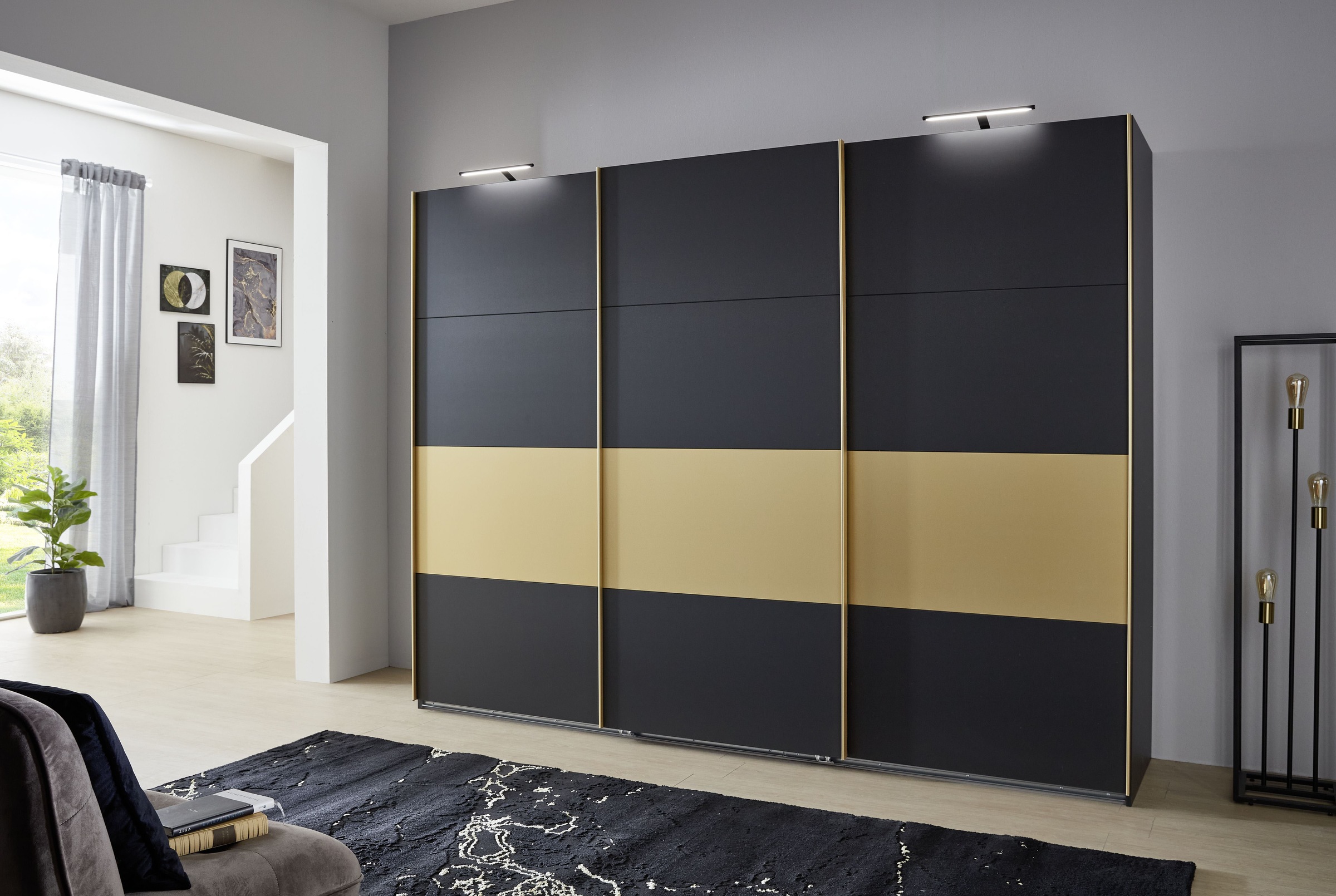 Wimex Schwebetürenschrank "Dubai", mit goldfarbigen Absetzungen günstig online kaufen