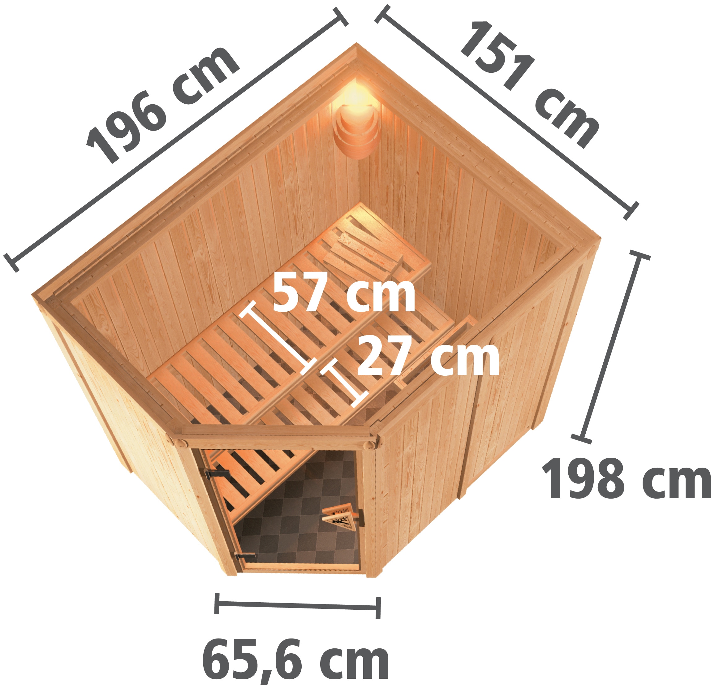 Karibu Sauna »Swantje«, 3,6-kW-Plug & Play Ofen mit externer Steuerung