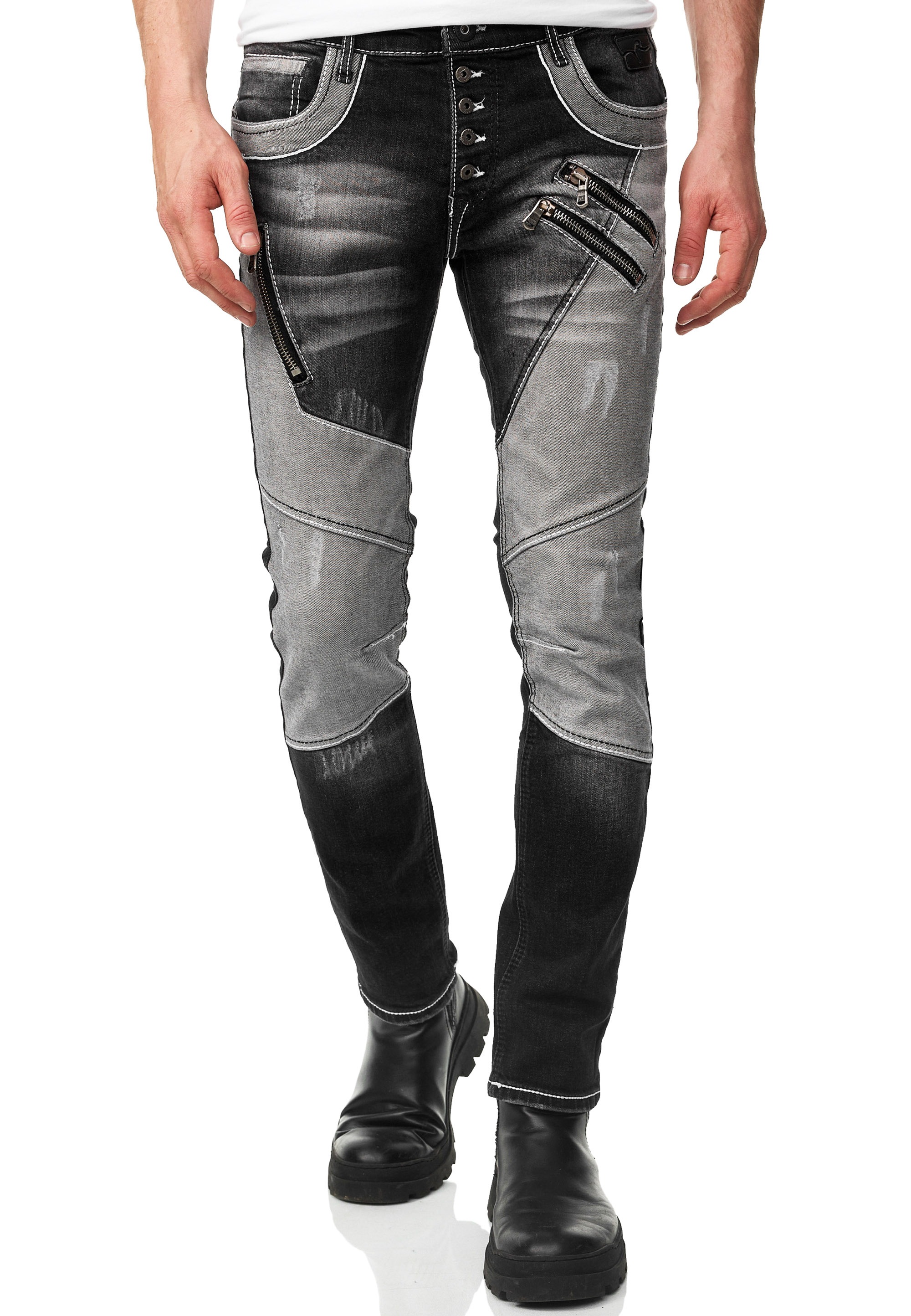 Straight-Jeans »URUMA«, mit trendigen Zierelementen