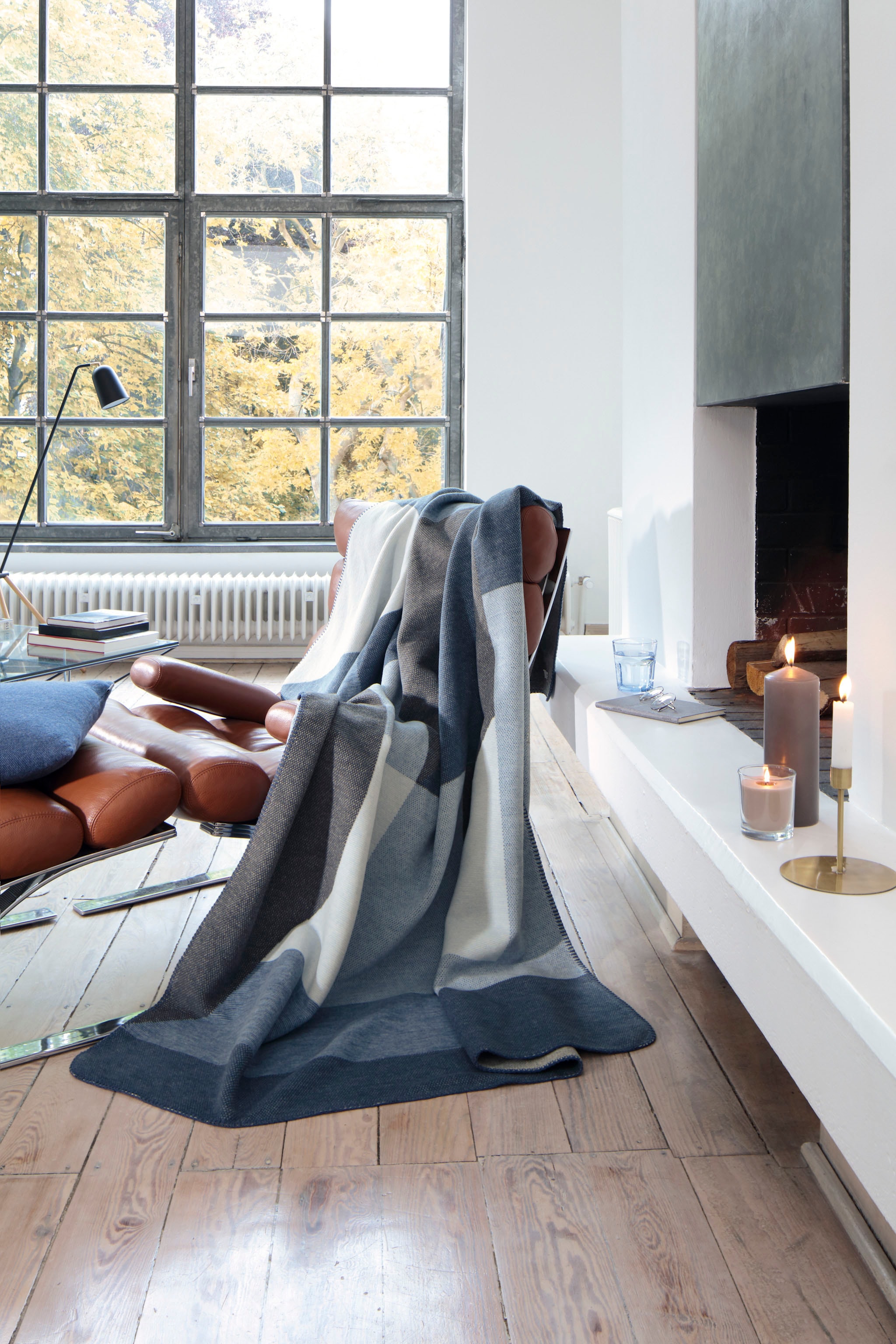 Biederlack Wohndecke »Blue Moon«, mit modernem Karo, Kuscheldecke bestellen  | BAUR