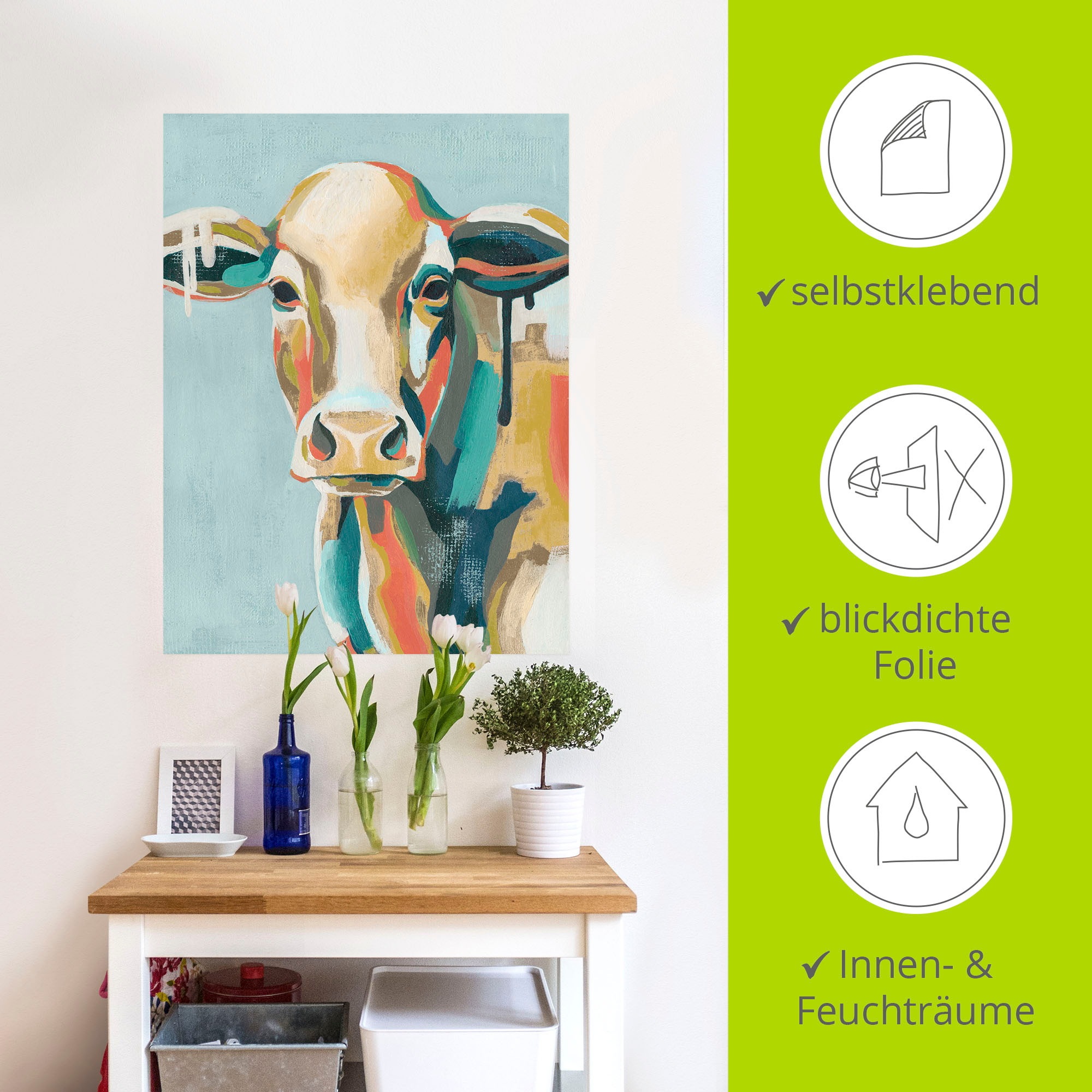 Artland Wandbild »Bunte Kühe I«, Haustiere, (1 St.), als Leinwandbild, Poster, Wandaufkleber in verschied. Größen