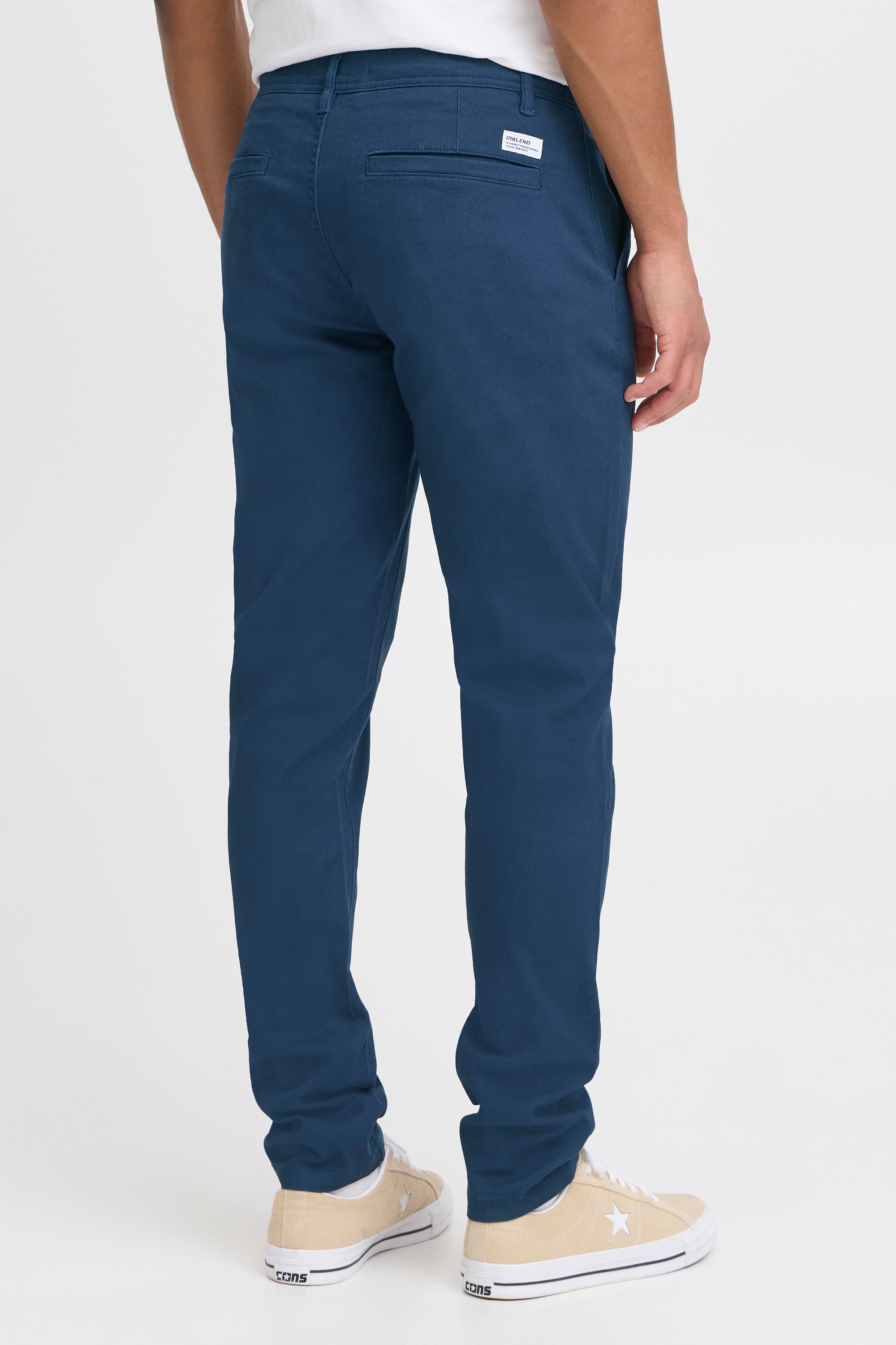Chinohose BLEND "BHKarvan", Herren, Gr. 31, Länge 32, marineblaus, Web, 99% Baumwolle, 1% Elasthan, unifarben, Basic, normal lang, Hosen Chinohose, Klassische Chinohose mit Taschen 3