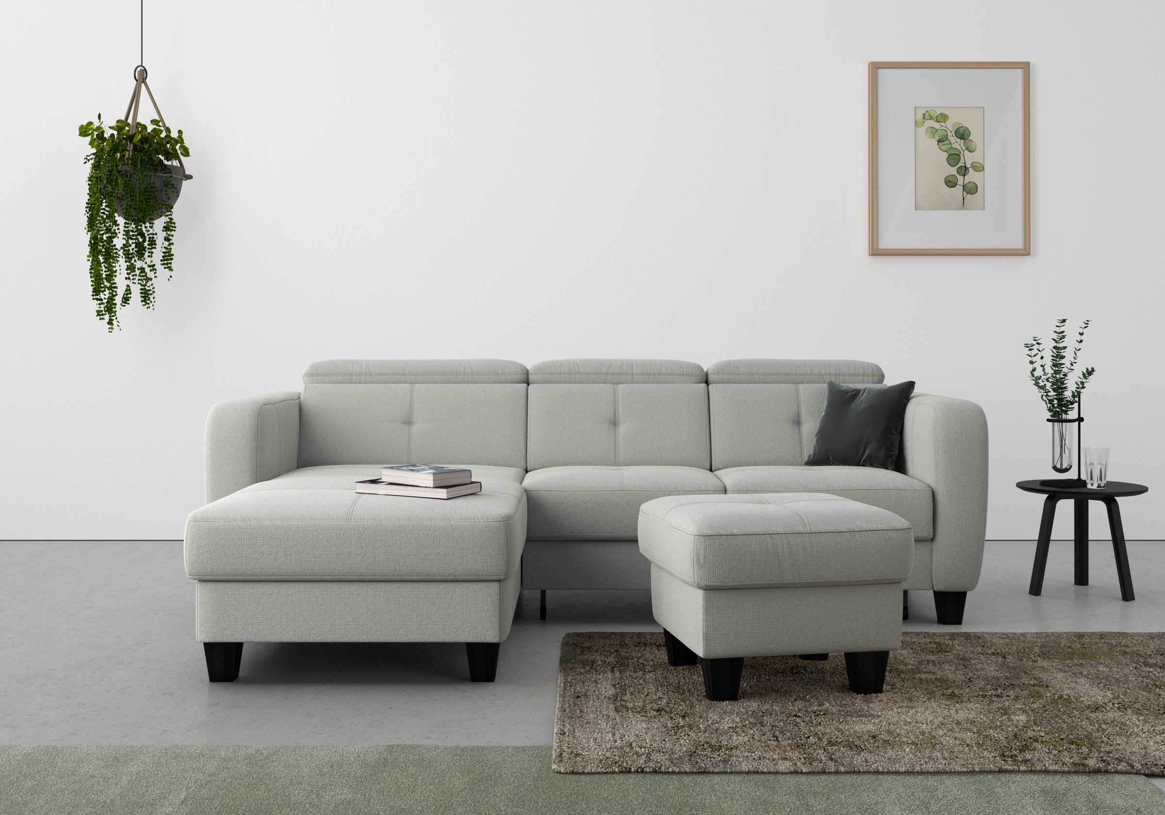 sit&more Ecksofa »Belluci L-Form«, inklusive Federkern, wahlweise mit Bettfunktion und Bettkasten