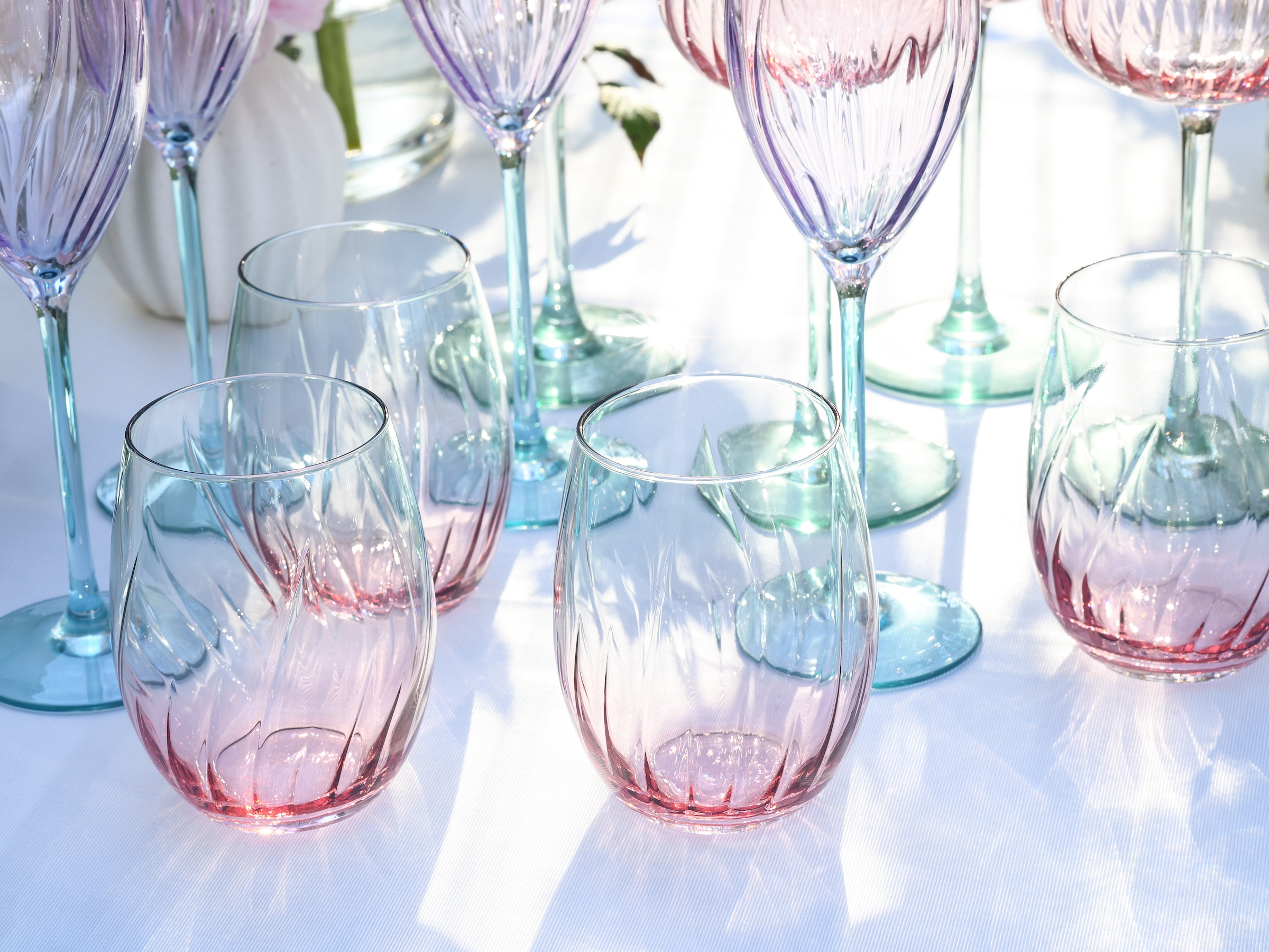 CreaTable Longdrinkglas »Swirly Spring, Longdrinkgläser-Set, 4-tlg.«, (Set, 4 tlg.), Rillen Relief, Modern, Sommerlich, Leicht