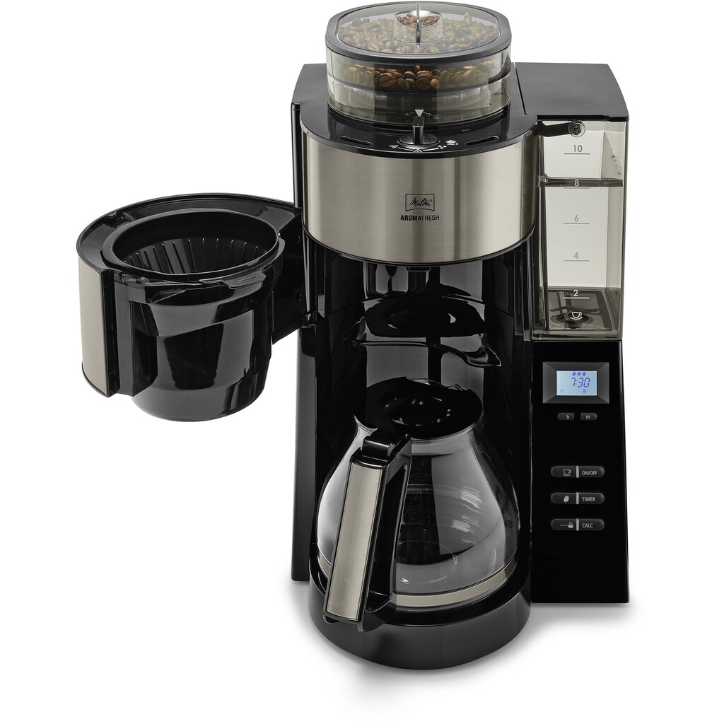 Melitta Kaffeemaschine mit Mahlwerk »AromaFresh«, 1,25 l Kaffeekanne, Papierfilter, 1x4