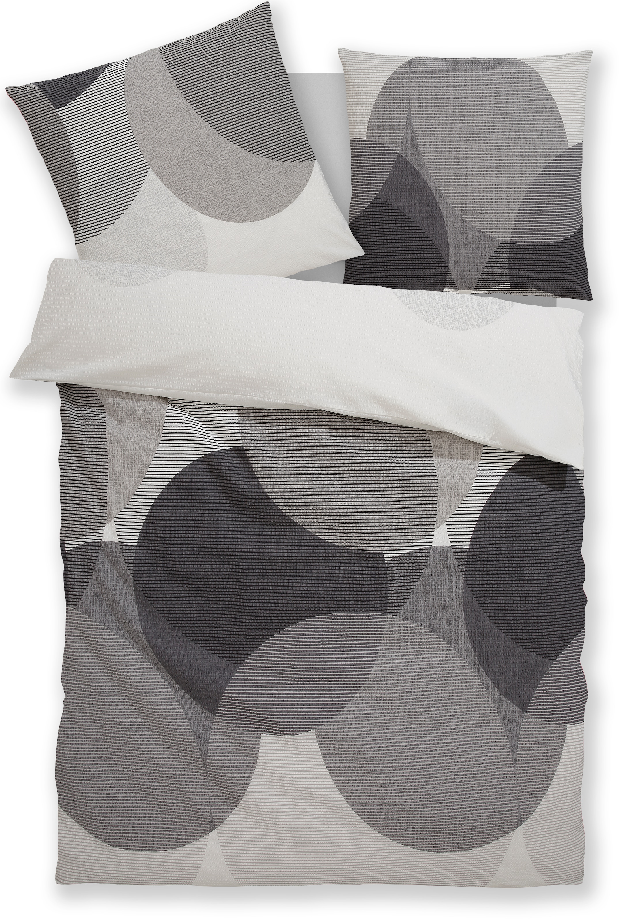BIERBAUM Bettwäsche »Carla in Gr. 135x200 oder 155x220 cm«, Bettwäsche aus Baumwolle, geometrische Bettwäsche mit Reißverschluss